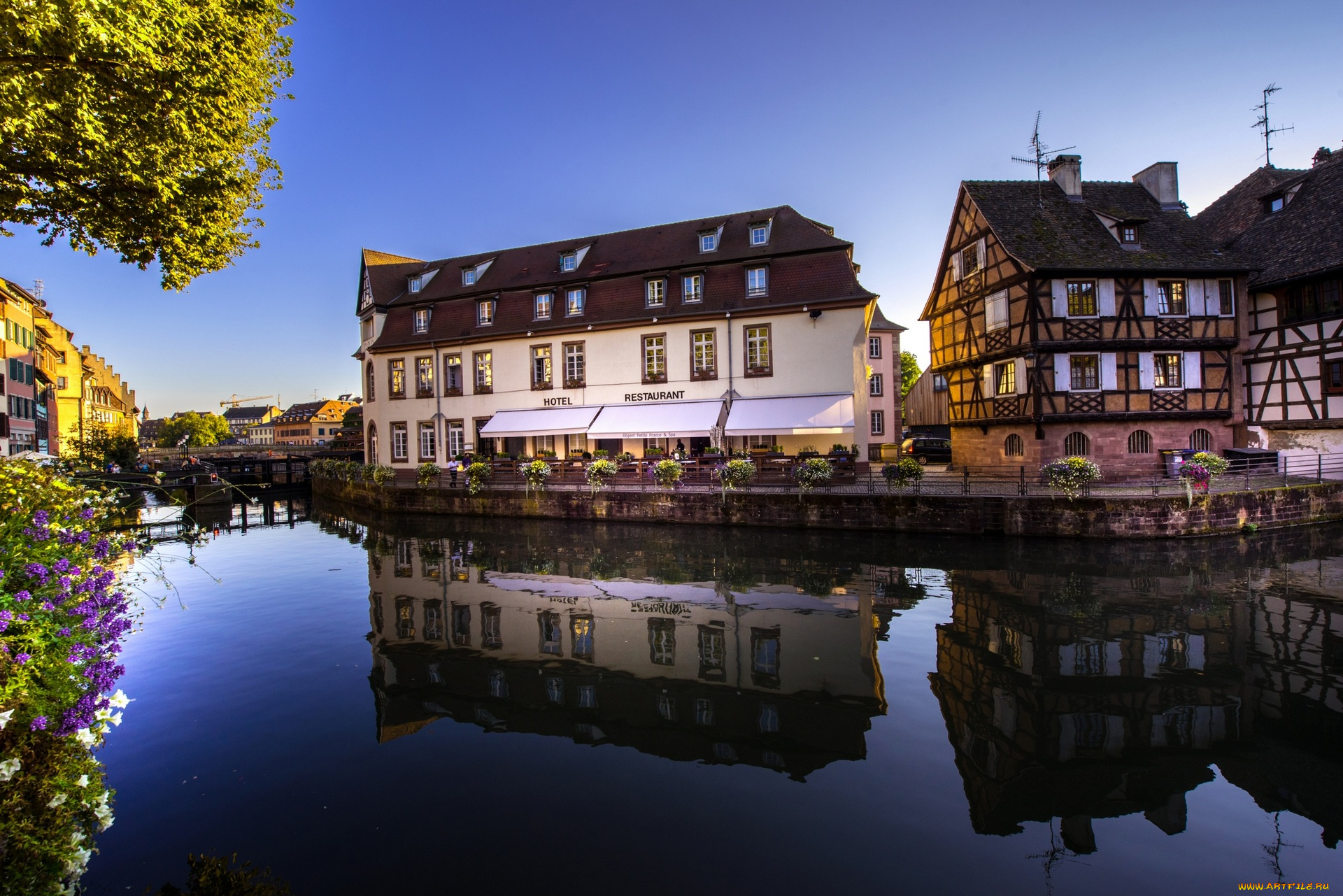 франция, города, -, улицы, , площади, , набережные, водоем, цветы, здания