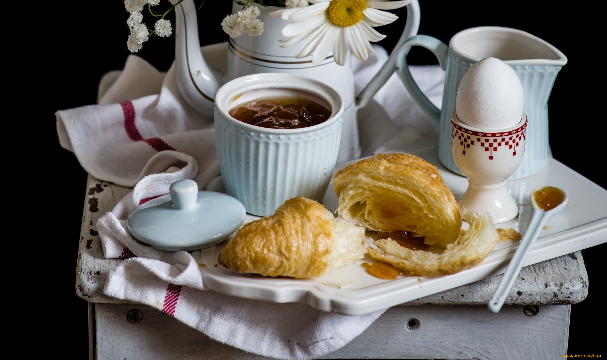 еда, пирожные, , кексы, , печенье, яйцо, цветы, круасан, джем