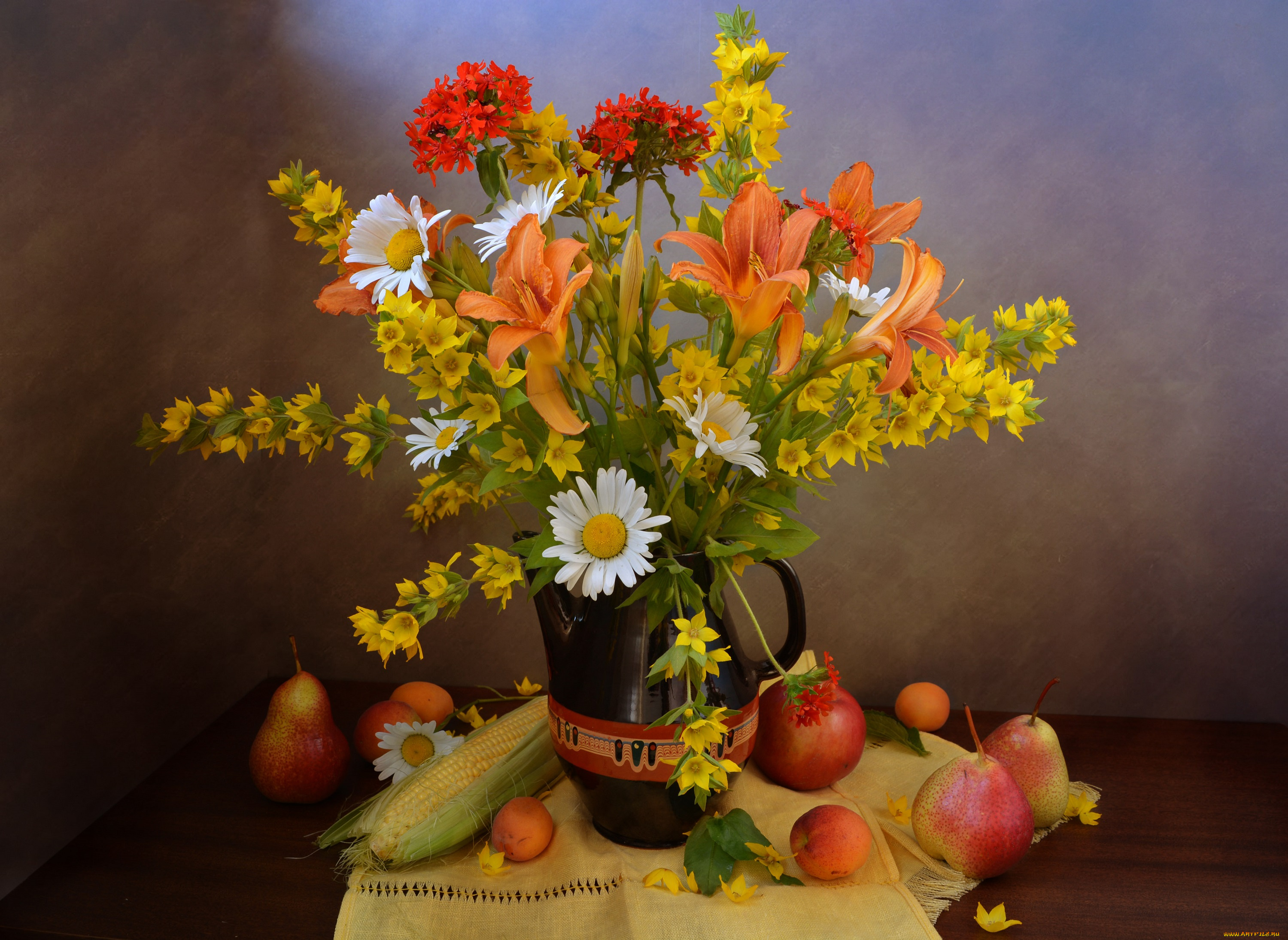 еда, натюрморт, композиция, букет, фрукты, лето