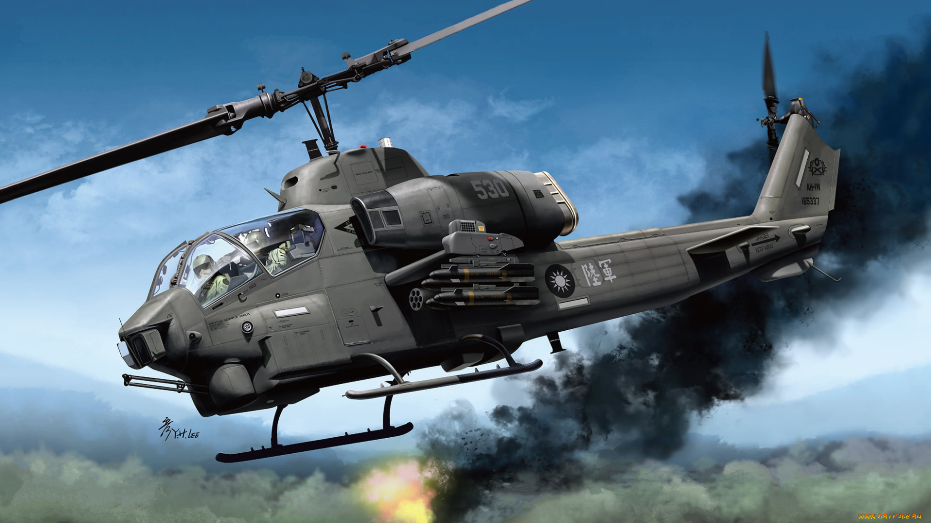 авиация, 3д, рисованые, v-graphic, тайвань, bell, ударный, вертолет, roc, ah-1w, super, cobra