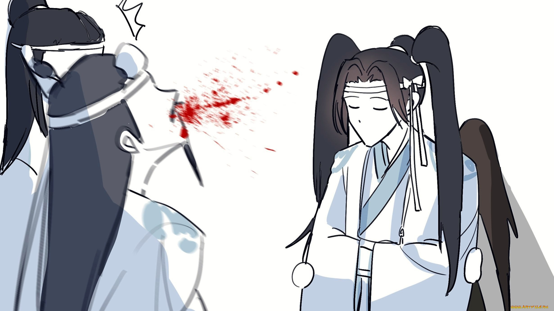 рисованное, комиксы, лань, ванцзи, цижень, хвостики