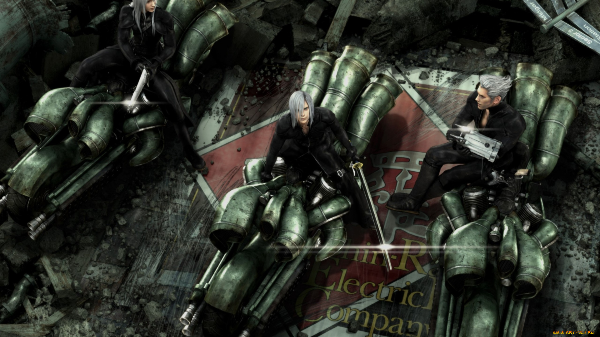 видео, игры, final, fantasy, vii, , advent, children, парни, мотоциклы