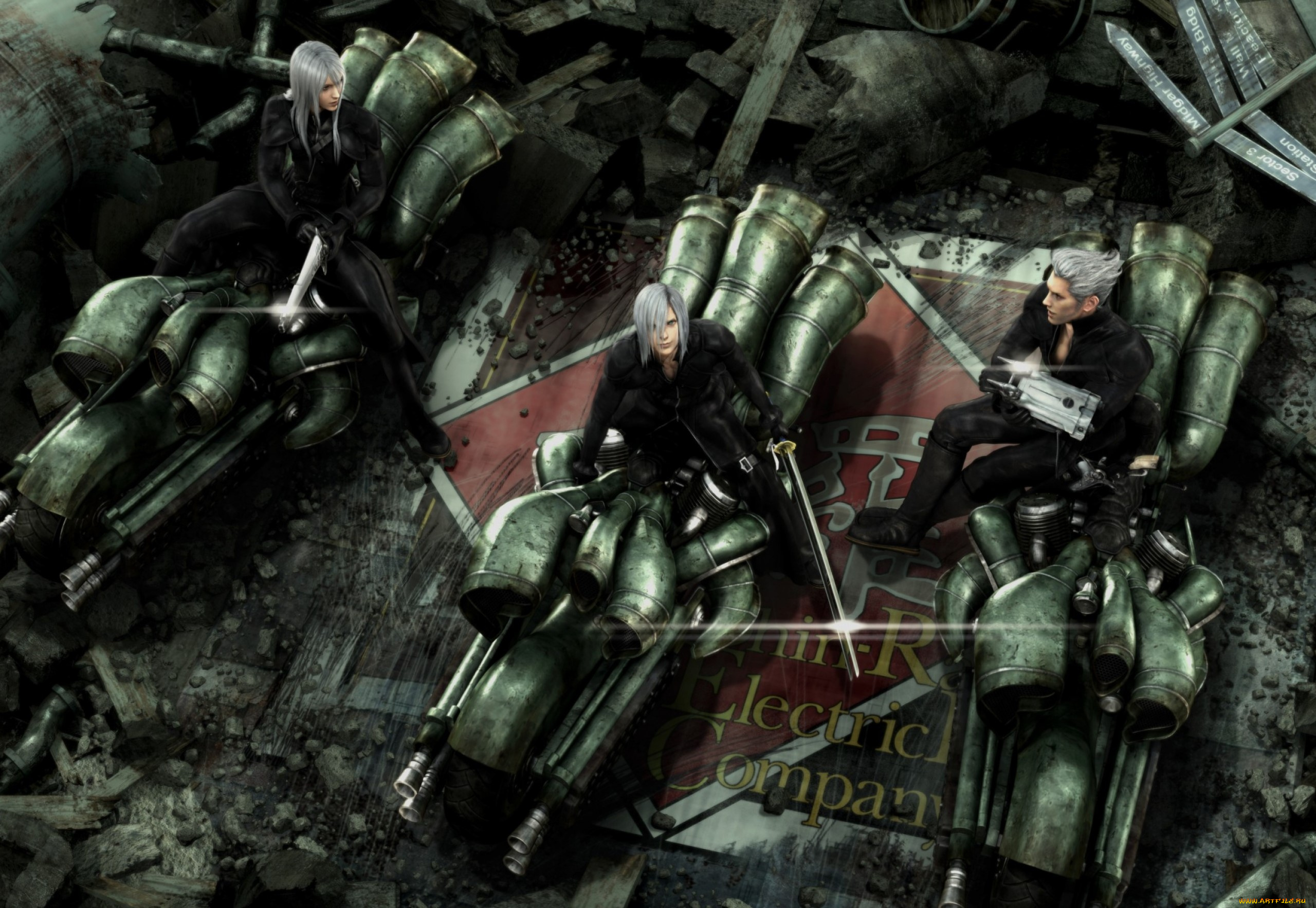 видео, игры, final, fantasy, vii, , advent, children, парни, мотоциклы