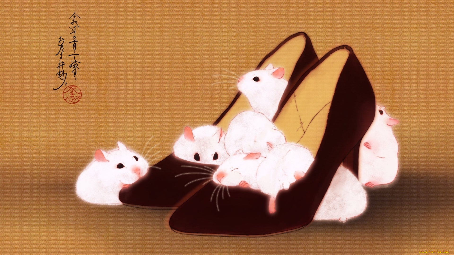 рисованное, животные, туфли, хомяки