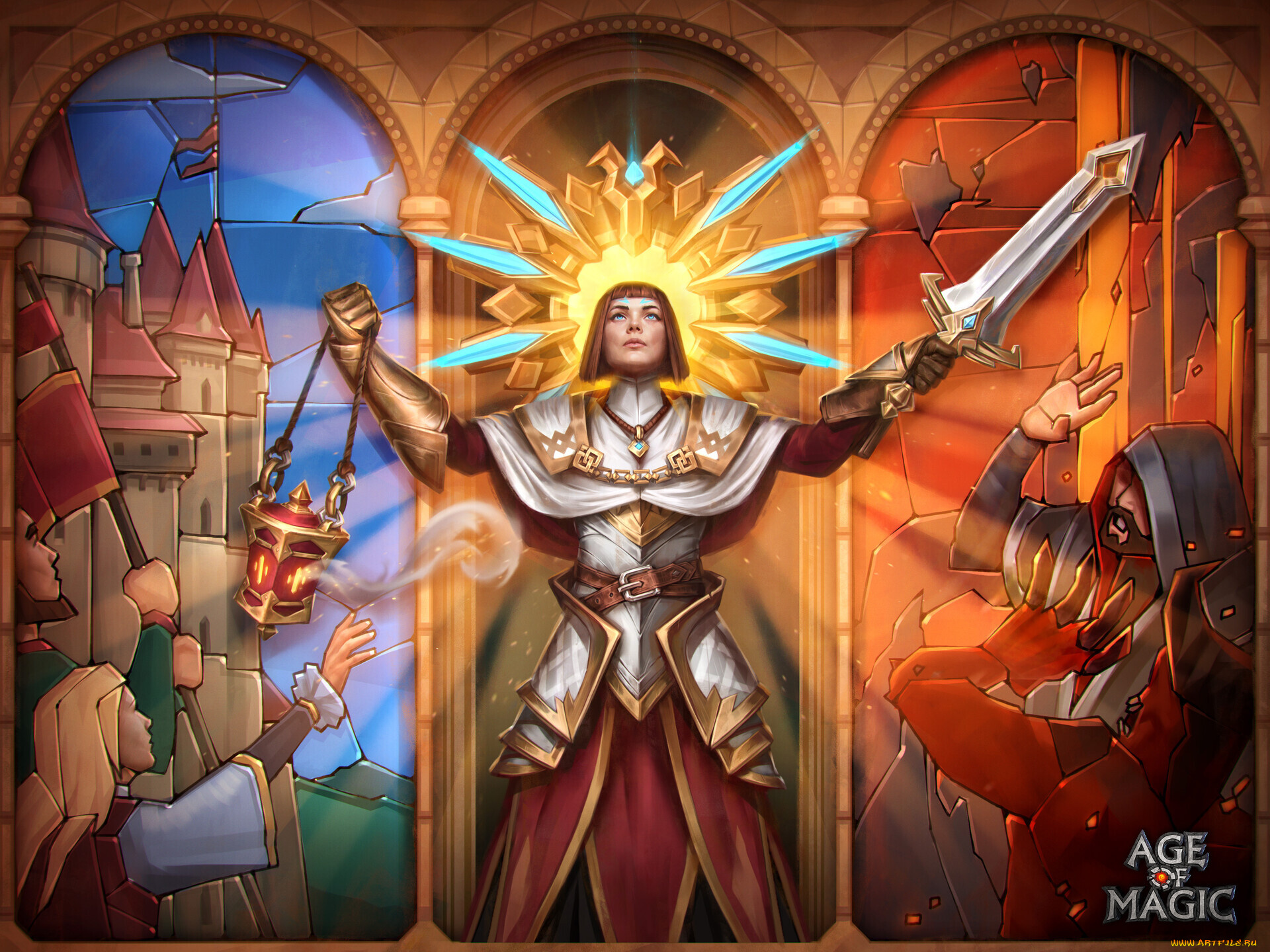 видео, игры, age, of, magic, витраж, святая