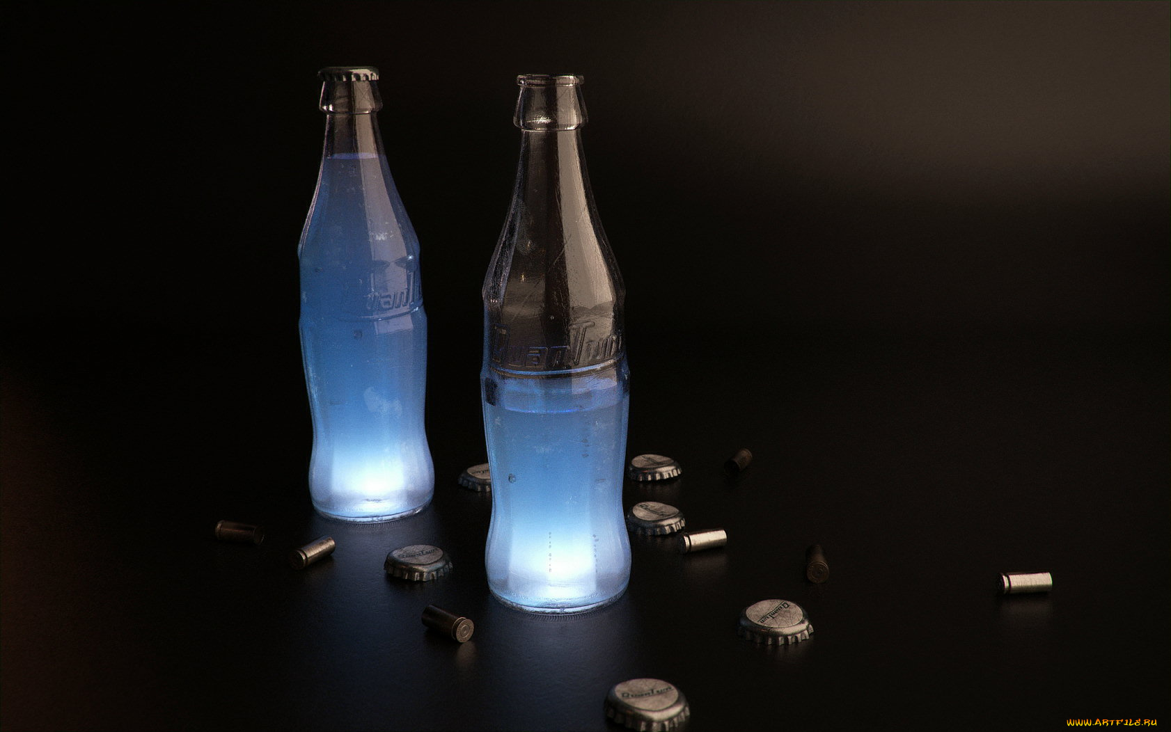 3д, графика, другое, бутылки, гильзы, тёмный