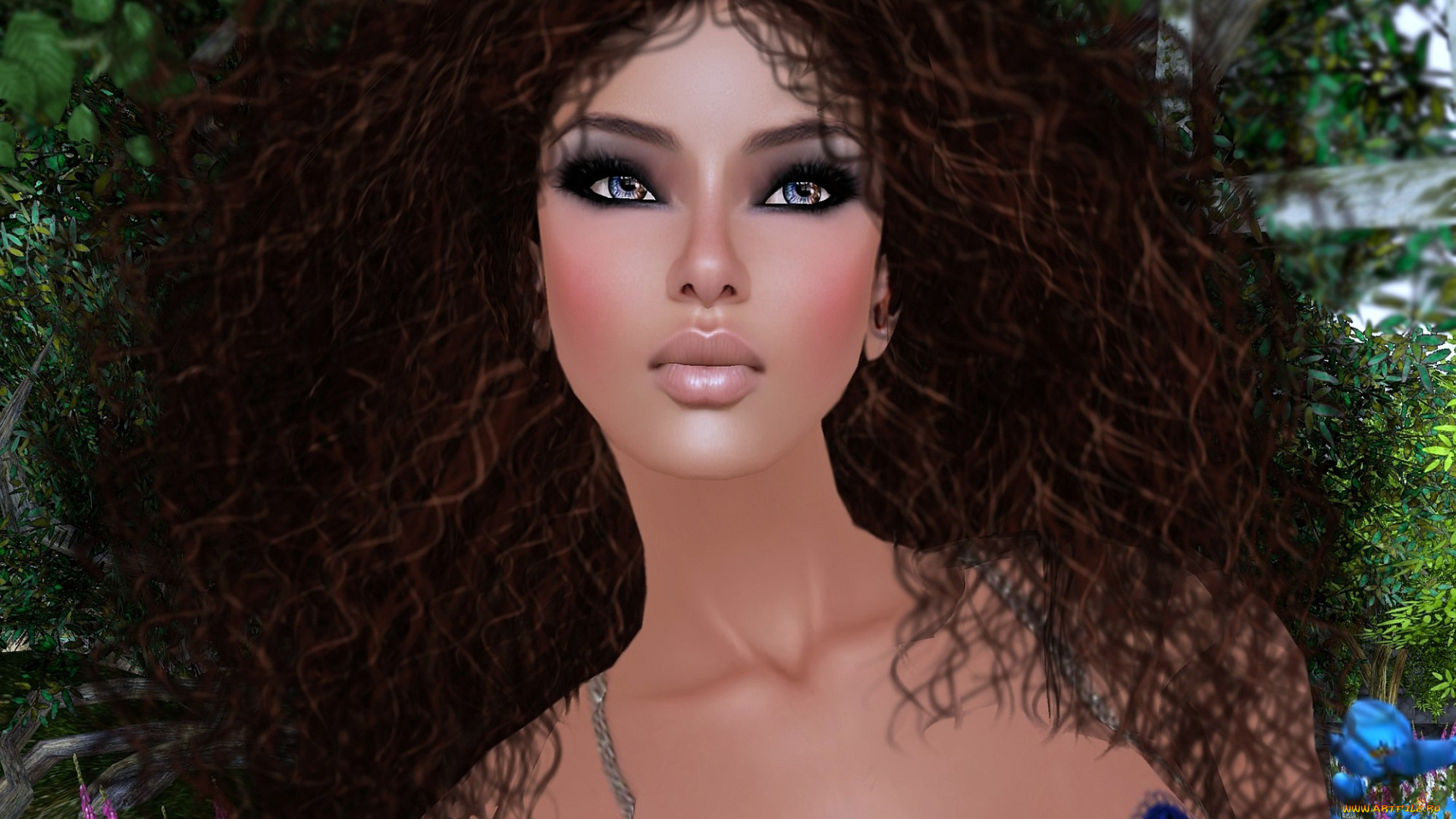 3д, графика, portraits, портрет, кудри, брюнетка, девушка