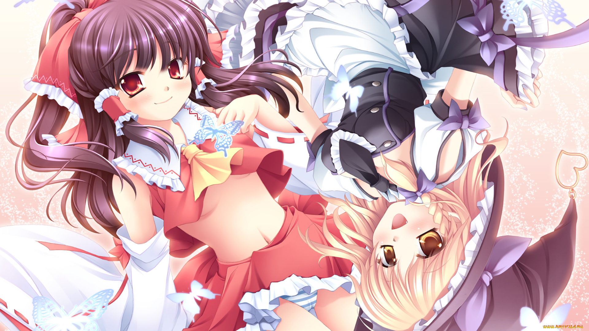 аниме, touhou, рейму, хакурей, и, мариса, кирисаме