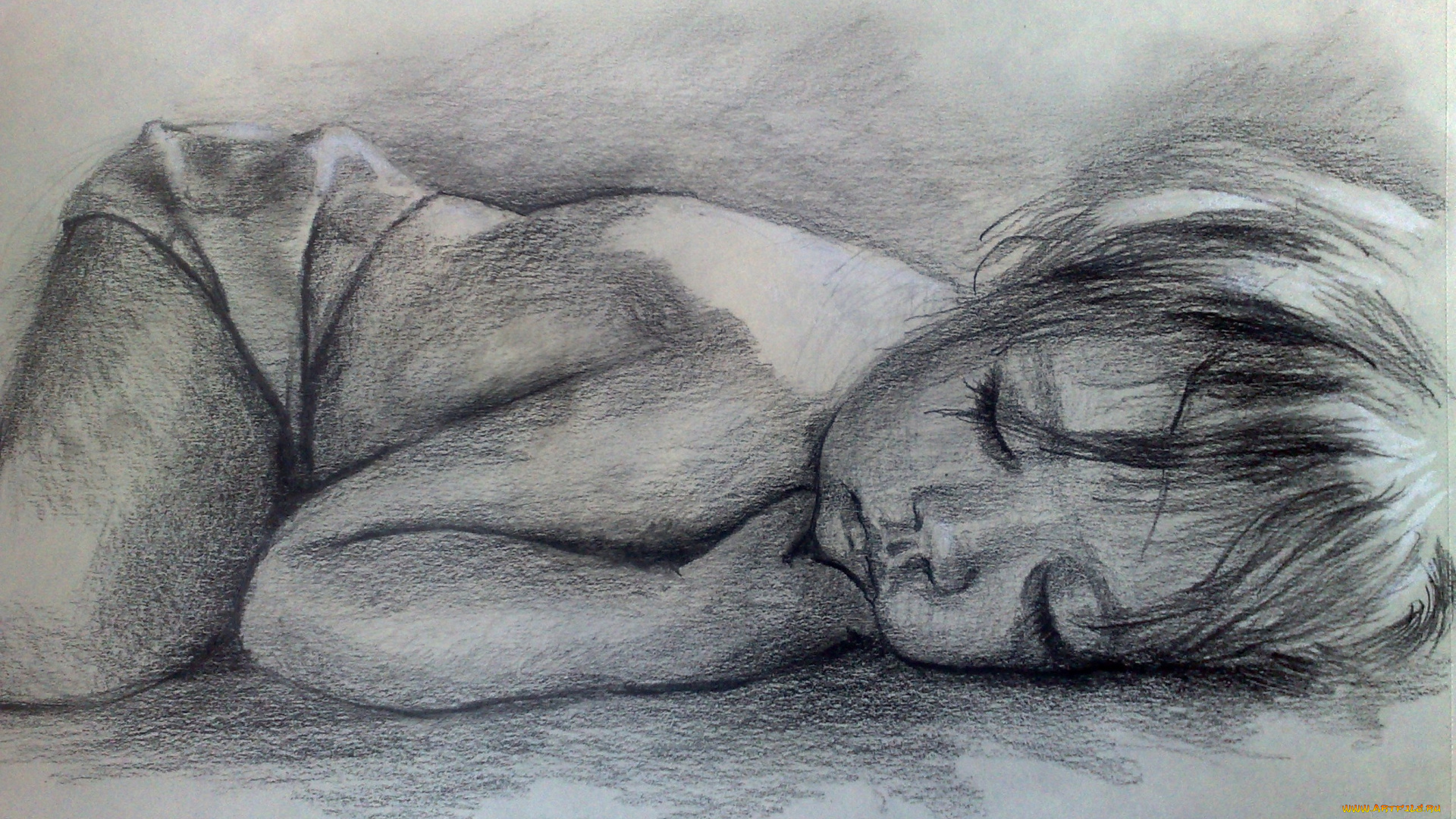 рисованные, дети, сон, малыш, карандашный, рисунок