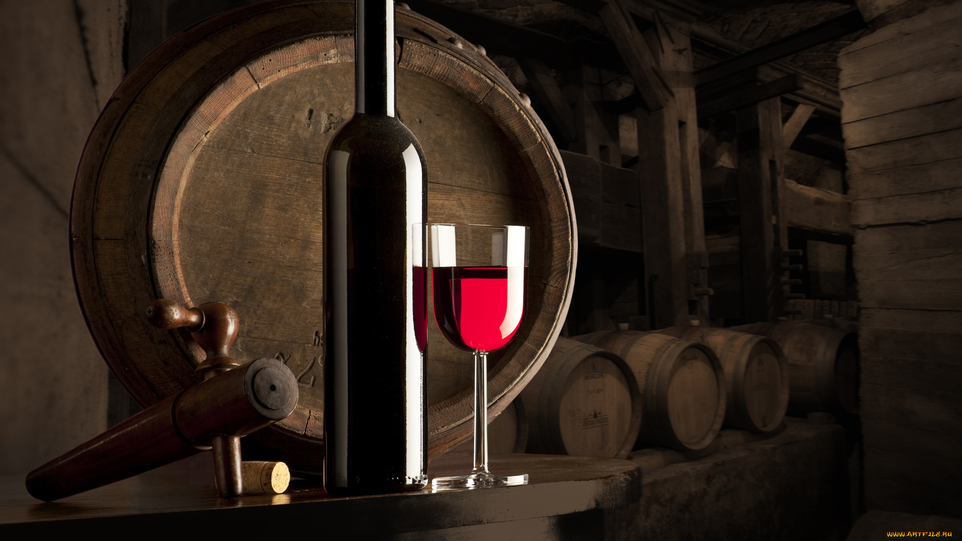 еда, напитки, вино, бокал, бутылка, стол, пробка, бочонки, полки, пыль