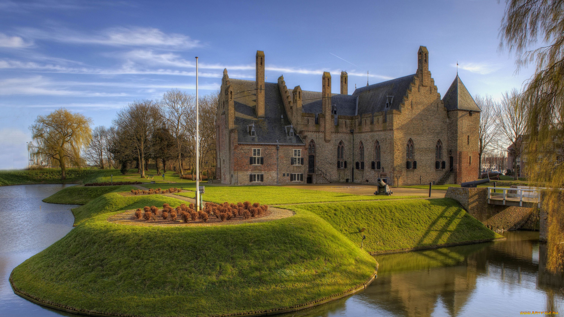 города, дворцы, замки, крепости, замок, вода, газон