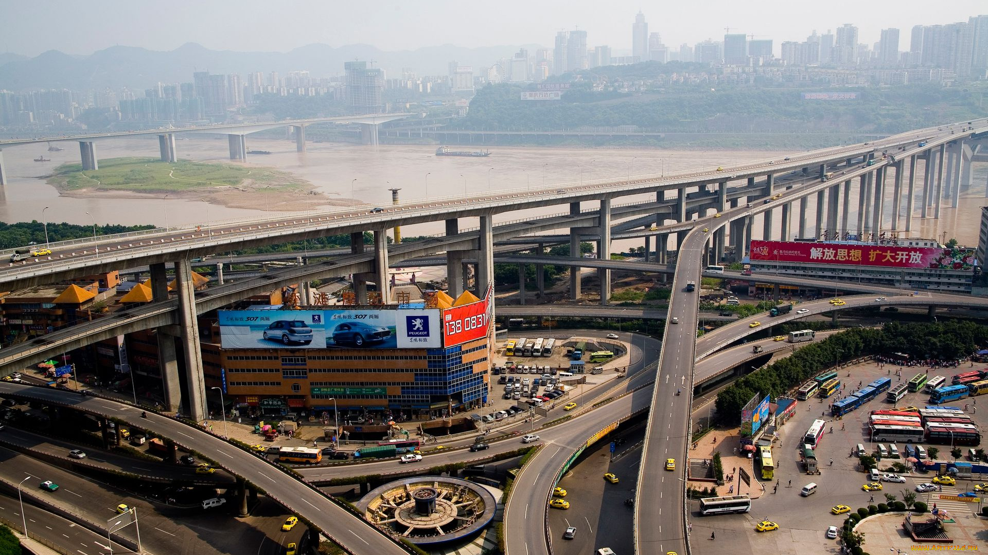 города, мосты, китай, Чунцин, путепровод