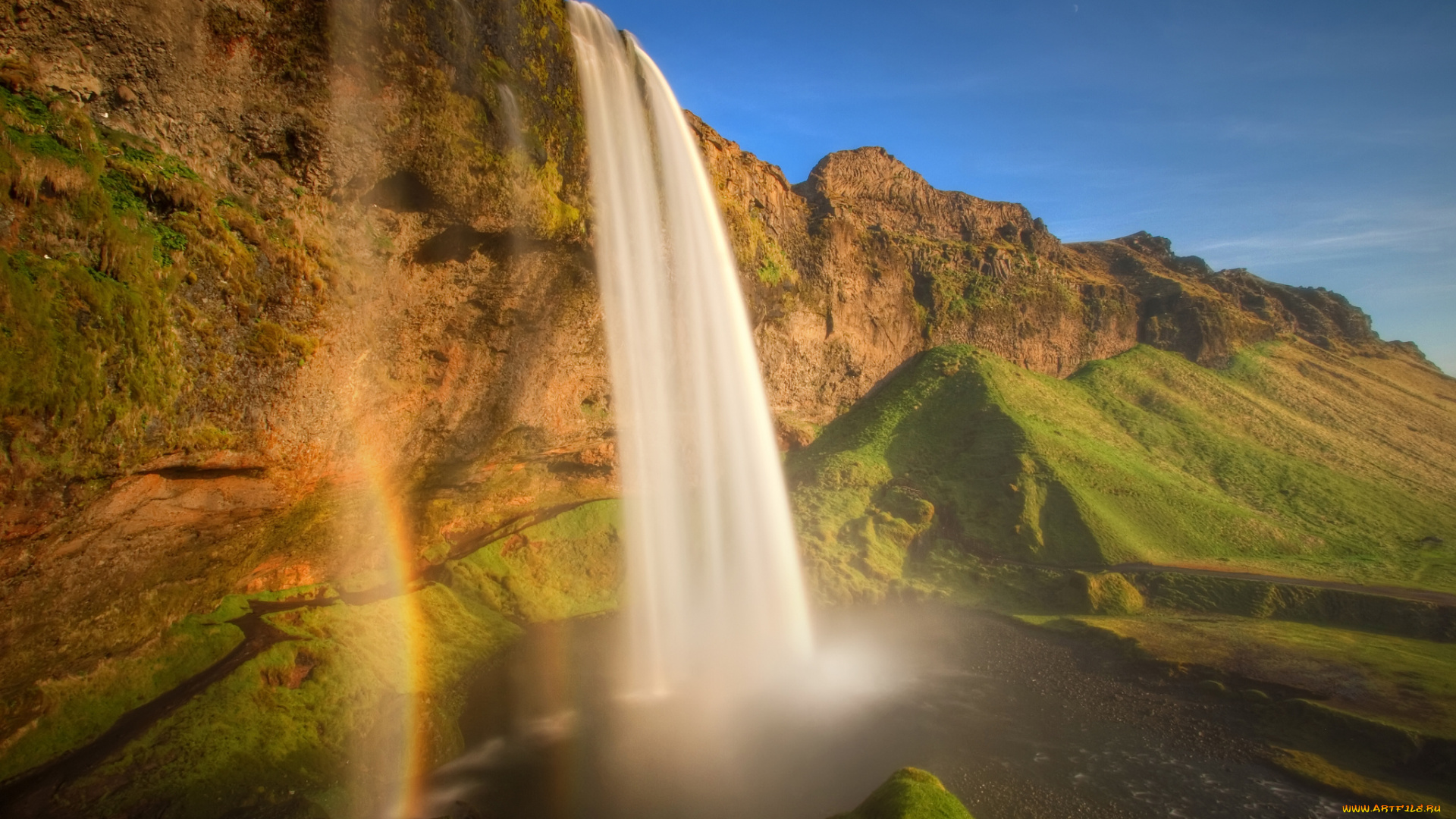 seljalandsfoss, iceland, природа, водопады, поток, исландия, скалы