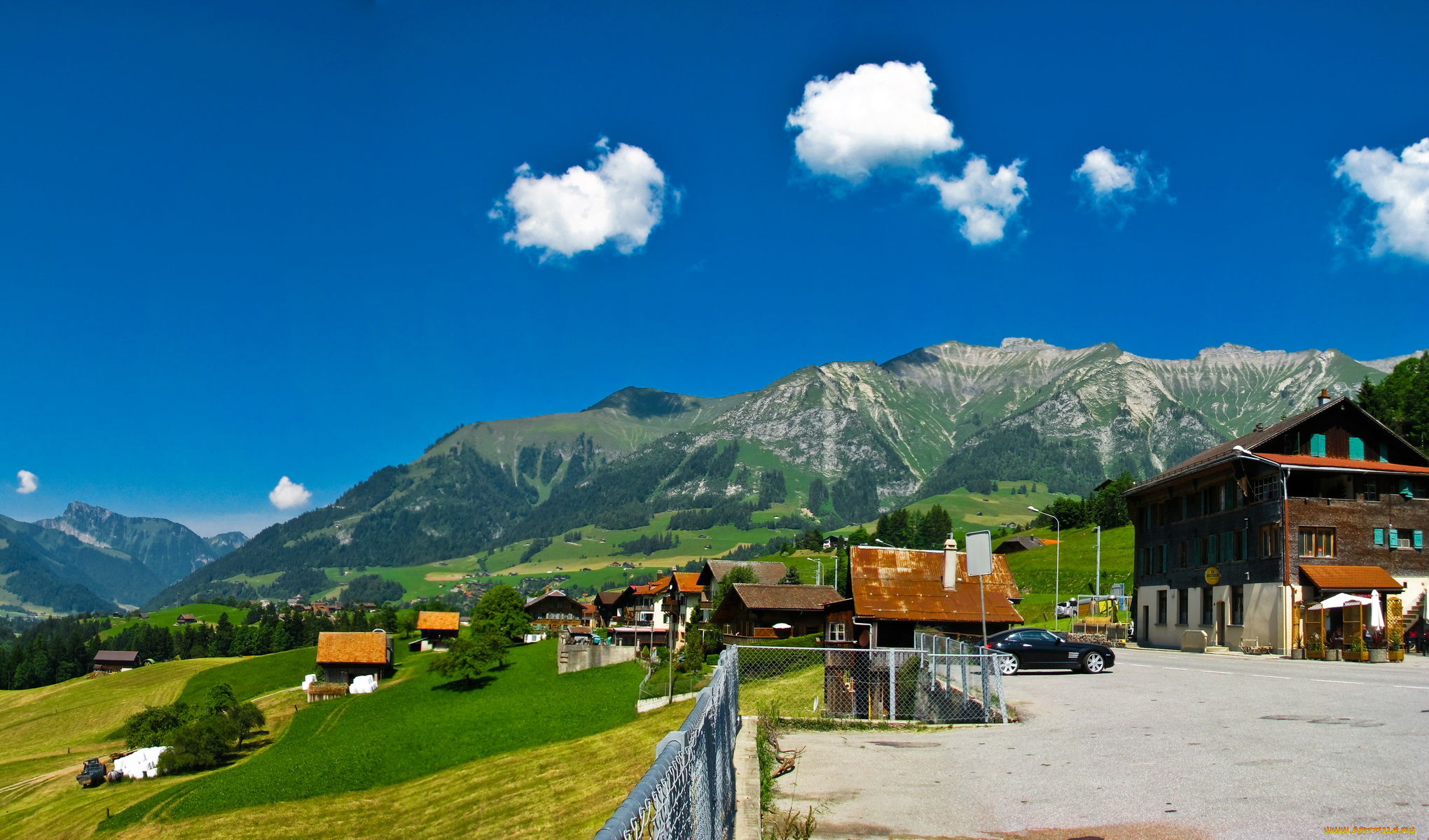 швейцария, шато, д`оэкс, города, улицы, площади, набережные, дома, горы