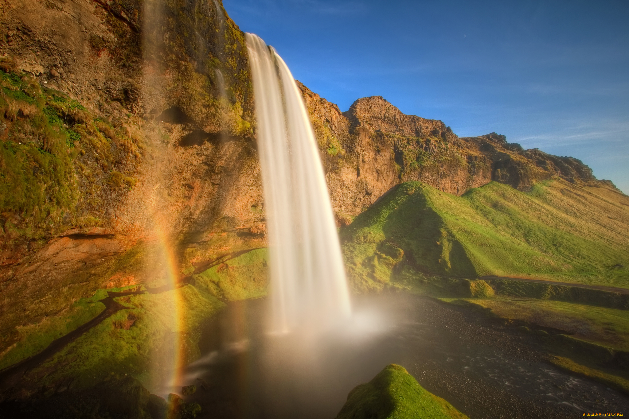 seljalandsfoss, iceland, природа, водопады, поток, исландия, скалы