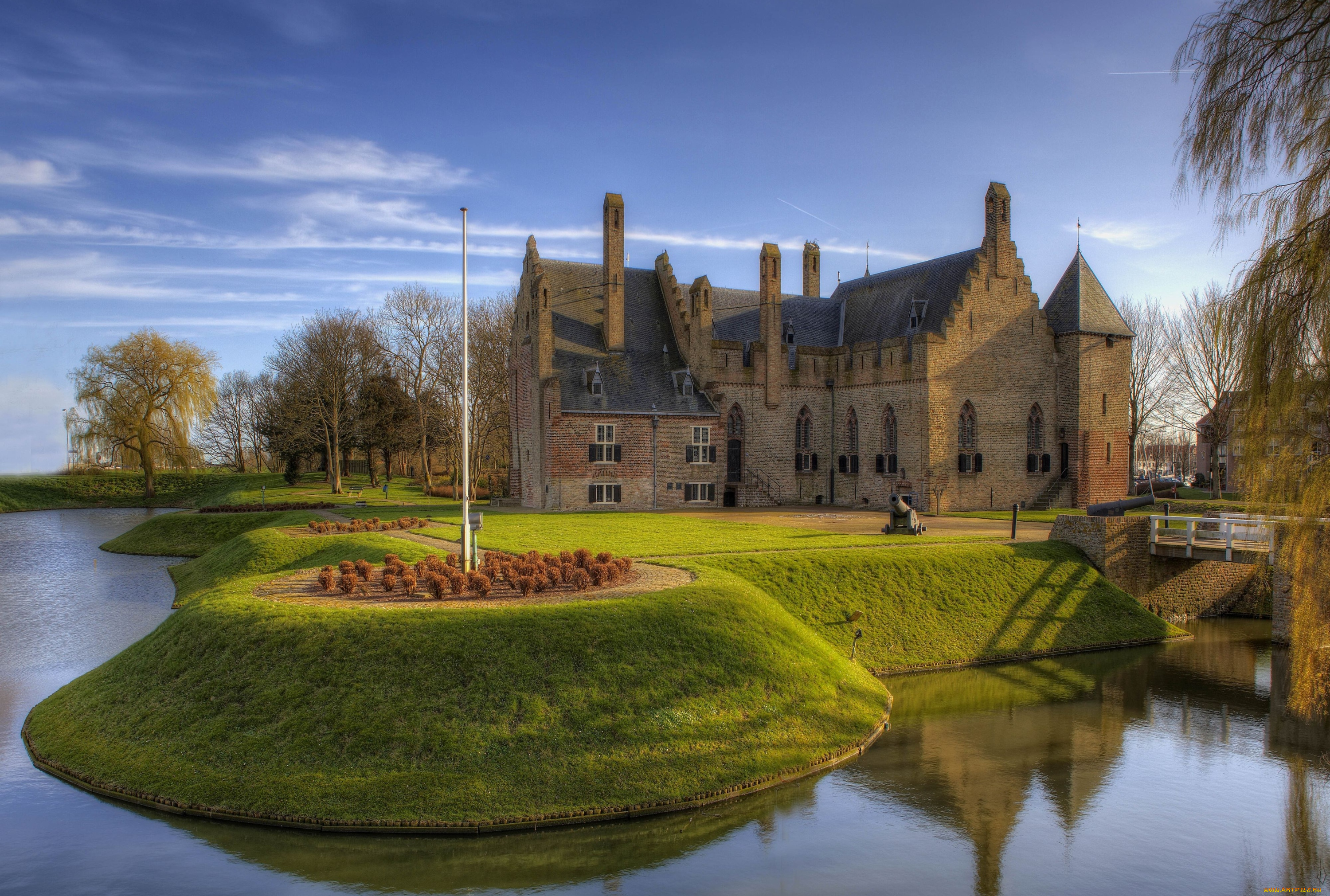 города, дворцы, замки, крепости, замок, вода, газон