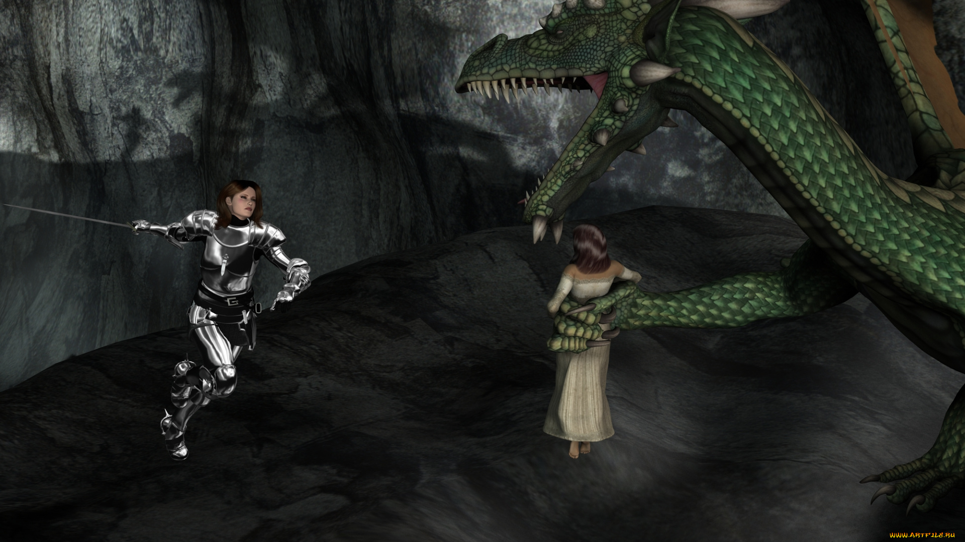 3д, графика, fantasy, фантазия, девушки, дракон