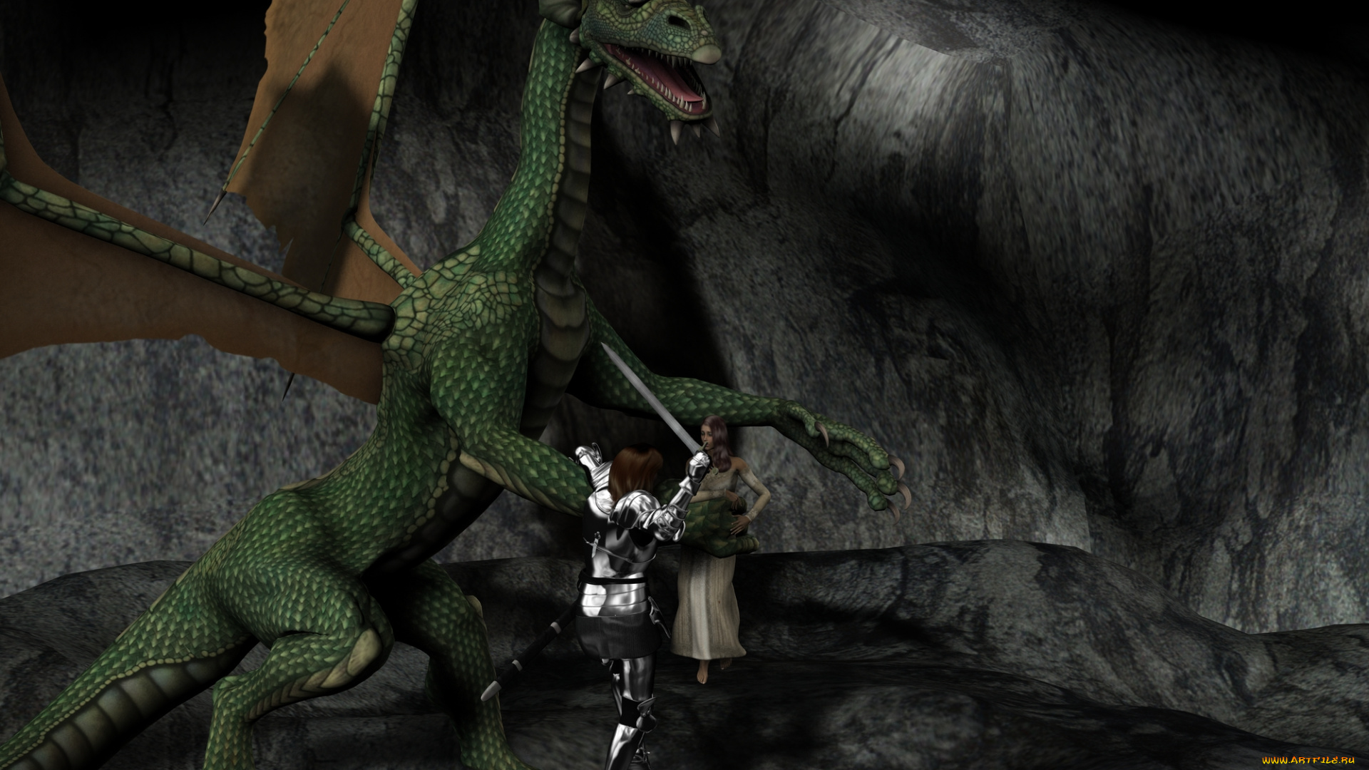 3д, графика, fantasy, фантазия, девушки, дракон