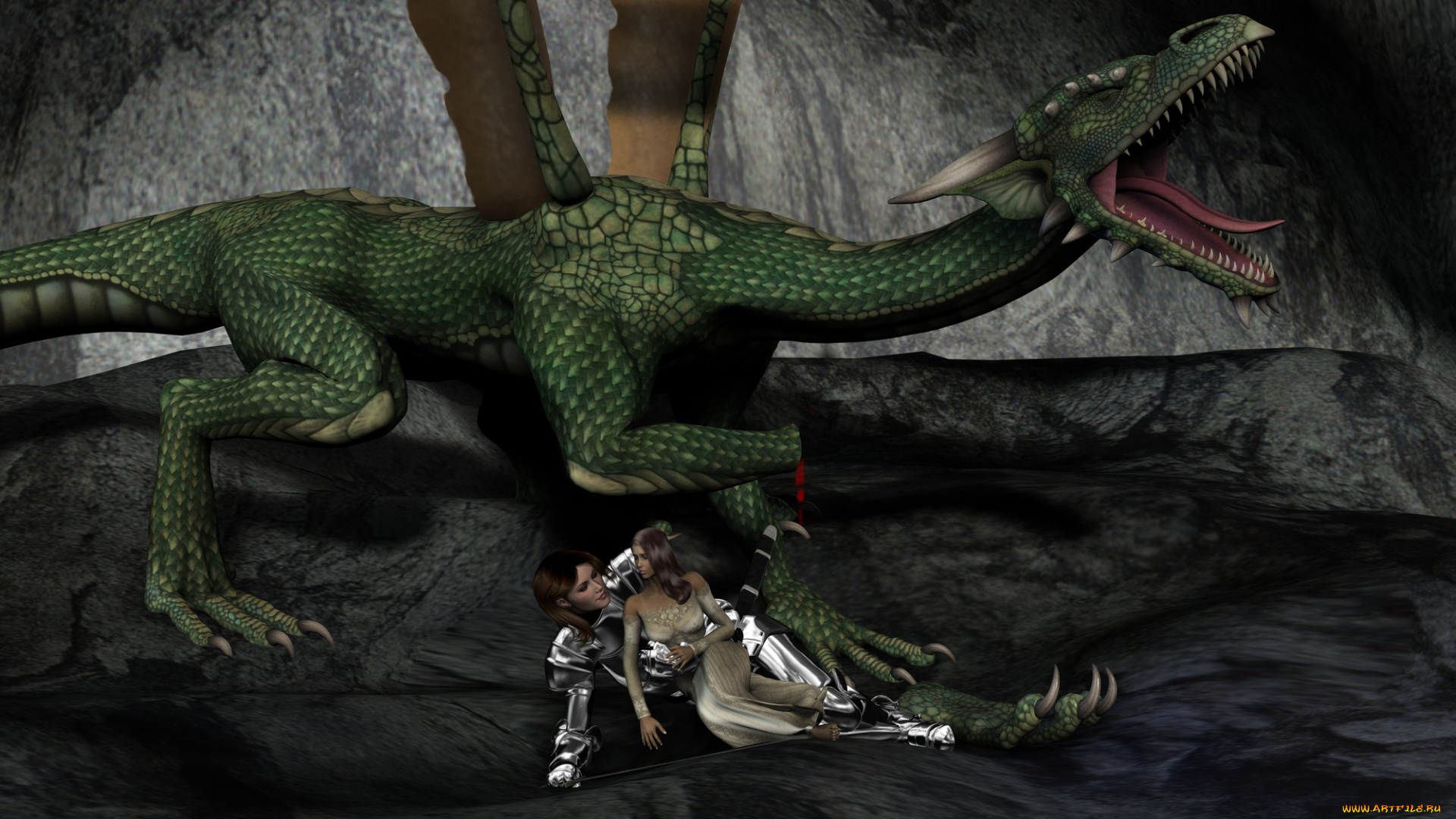 3д, графика, fantasy, фантазия, девушки, дракон