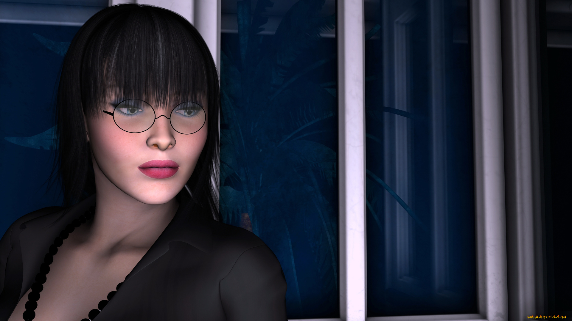 3д, графика, portraits, портрет, очки, девушка