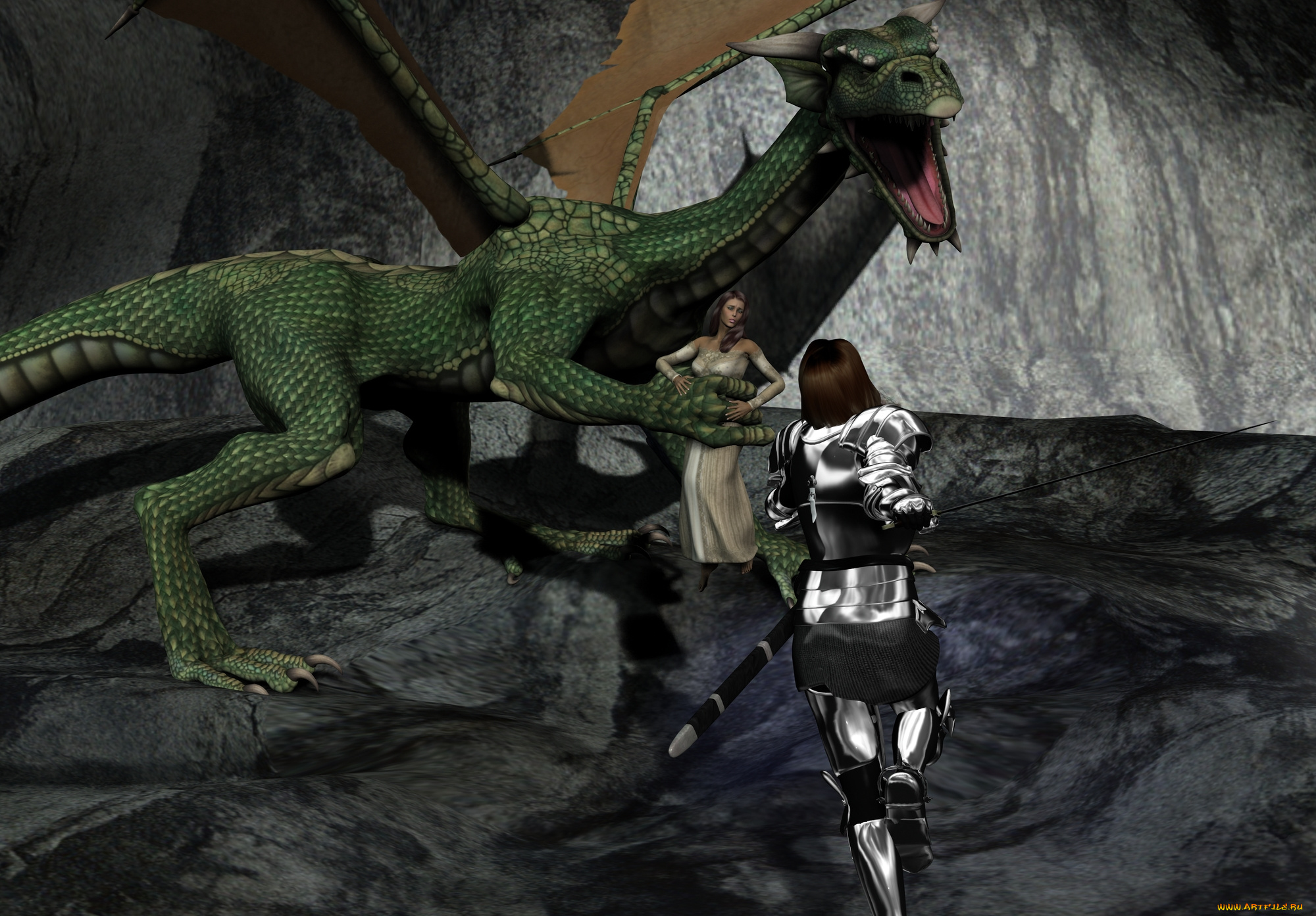 3д, графика, fantasy, фантазия, девушки, дракон