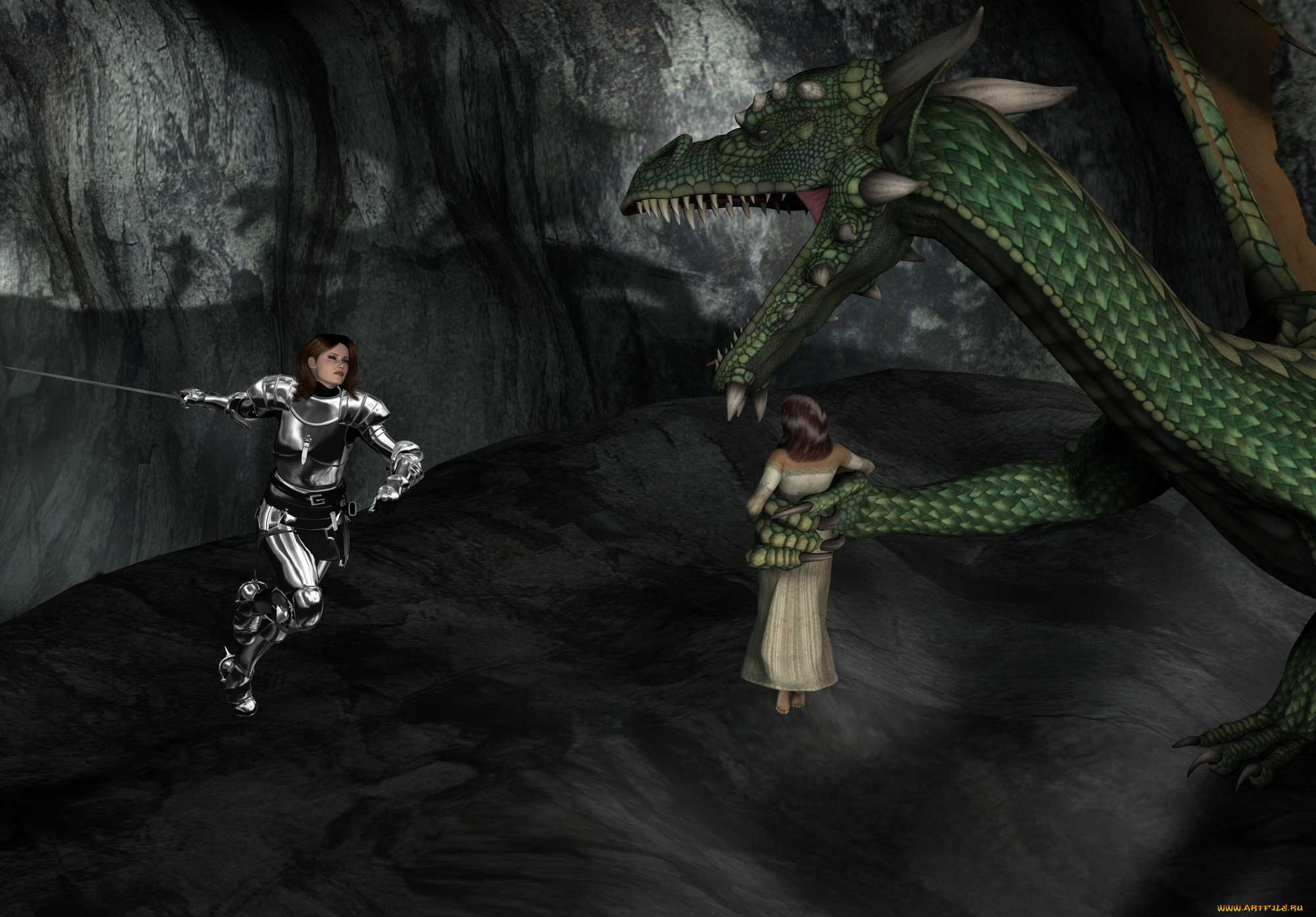 3д, графика, fantasy, фантазия, девушки, дракон
