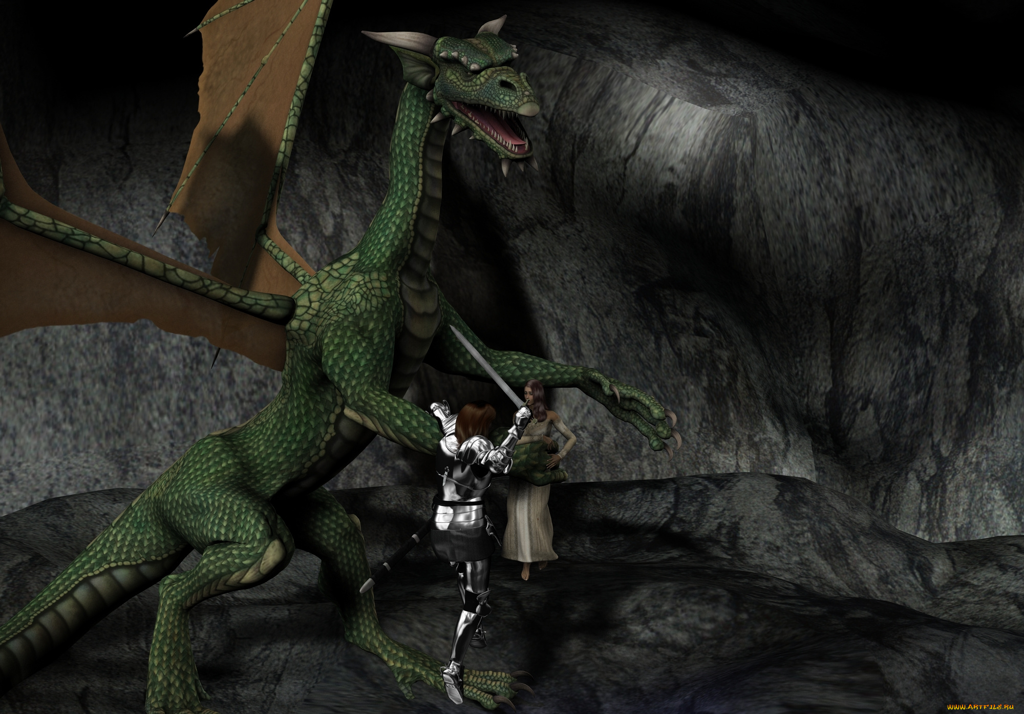 3д, графика, fantasy, фантазия, девушки, дракон