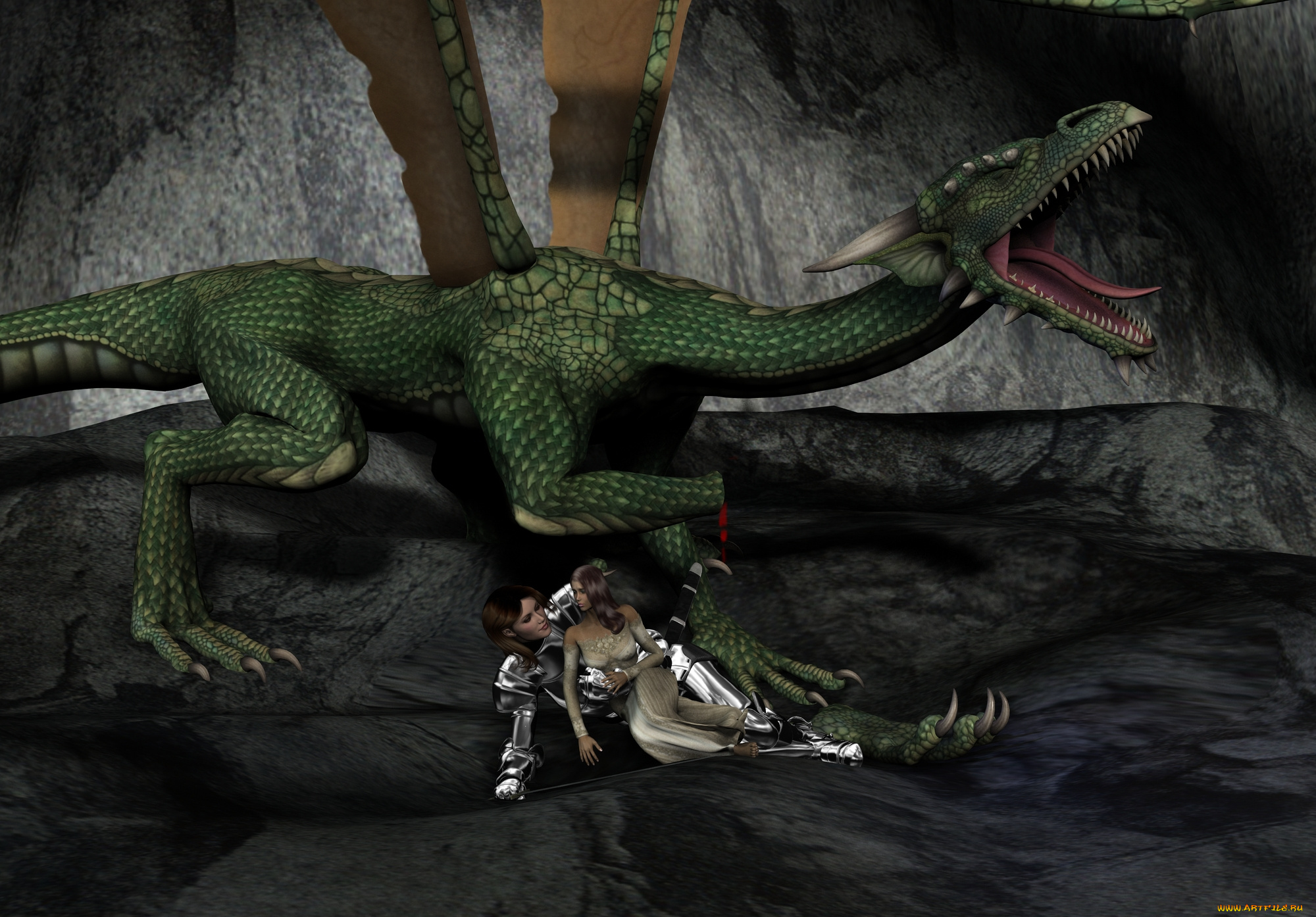 3д, графика, fantasy, фантазия, девушки, дракон
