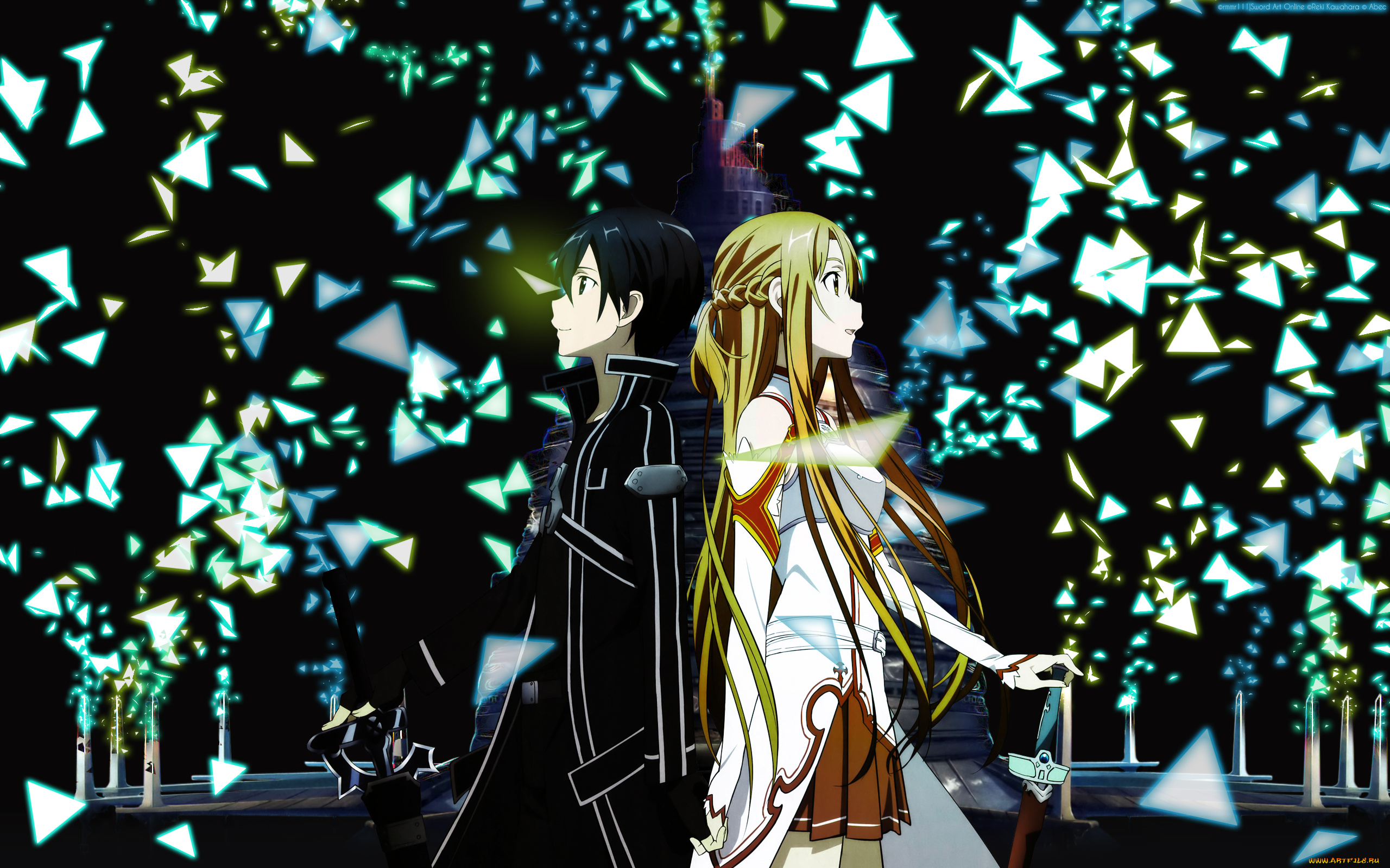 kazuto, kirigaya, and, asuna, yuuki, аниме, sword, art, online, осколки, пара