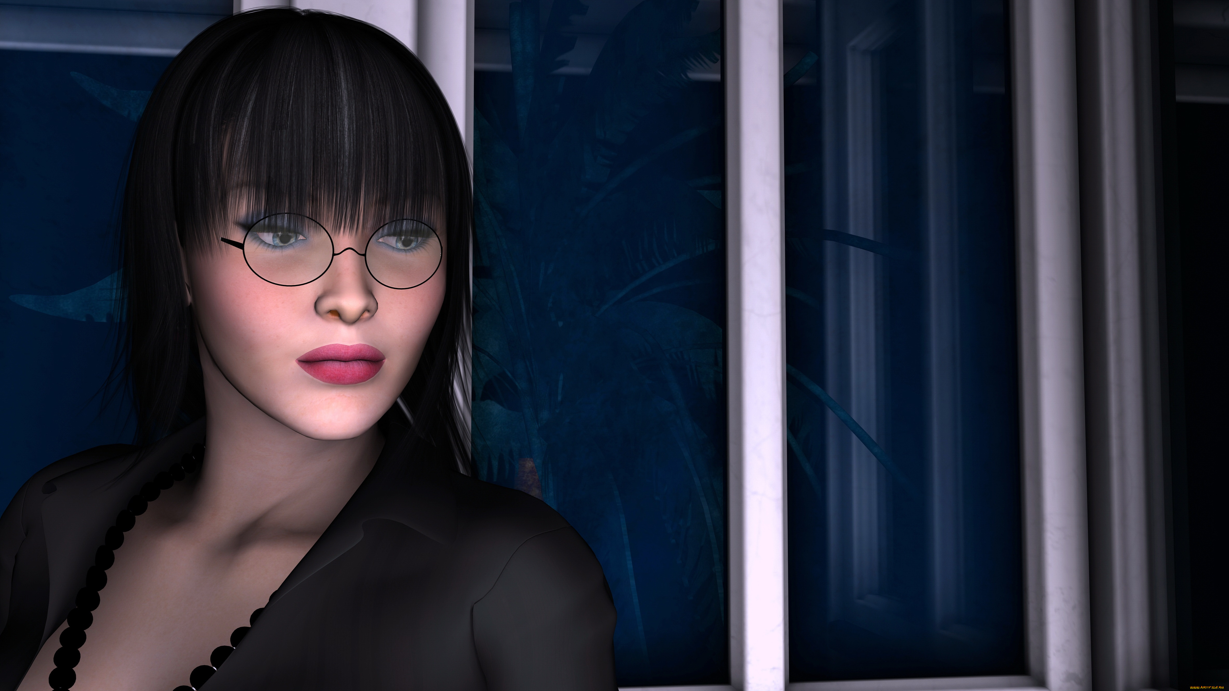 3д, графика, portraits, портрет, очки, девушка