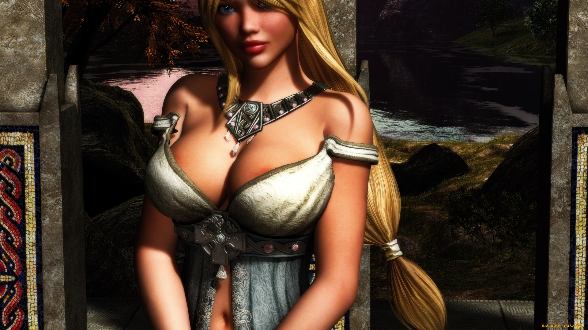 3д, графика, эльфы, , elves, взгляд, эльфийка