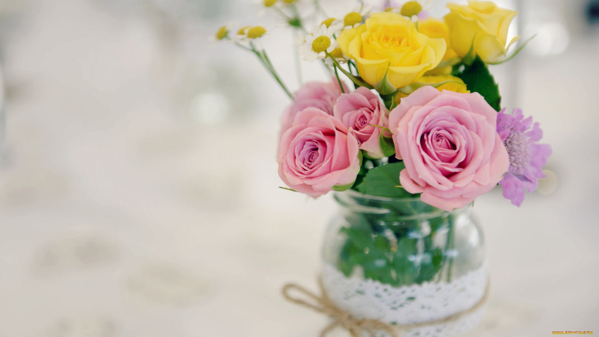 цветы, разные, вместе, букет, ваза