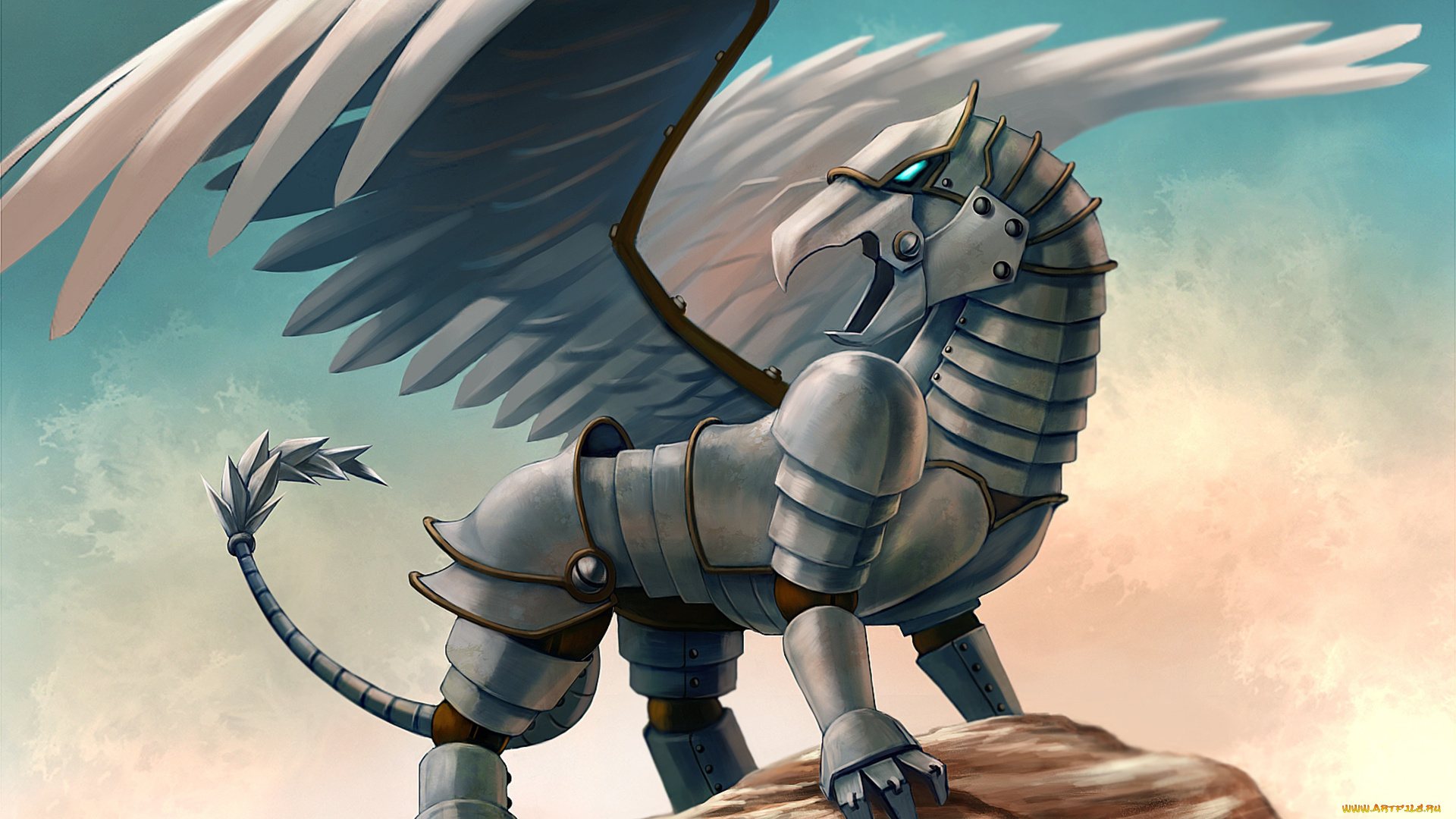 фэнтези, роботы, , киборги, , механизмы, орел, грифон, крылья, химера