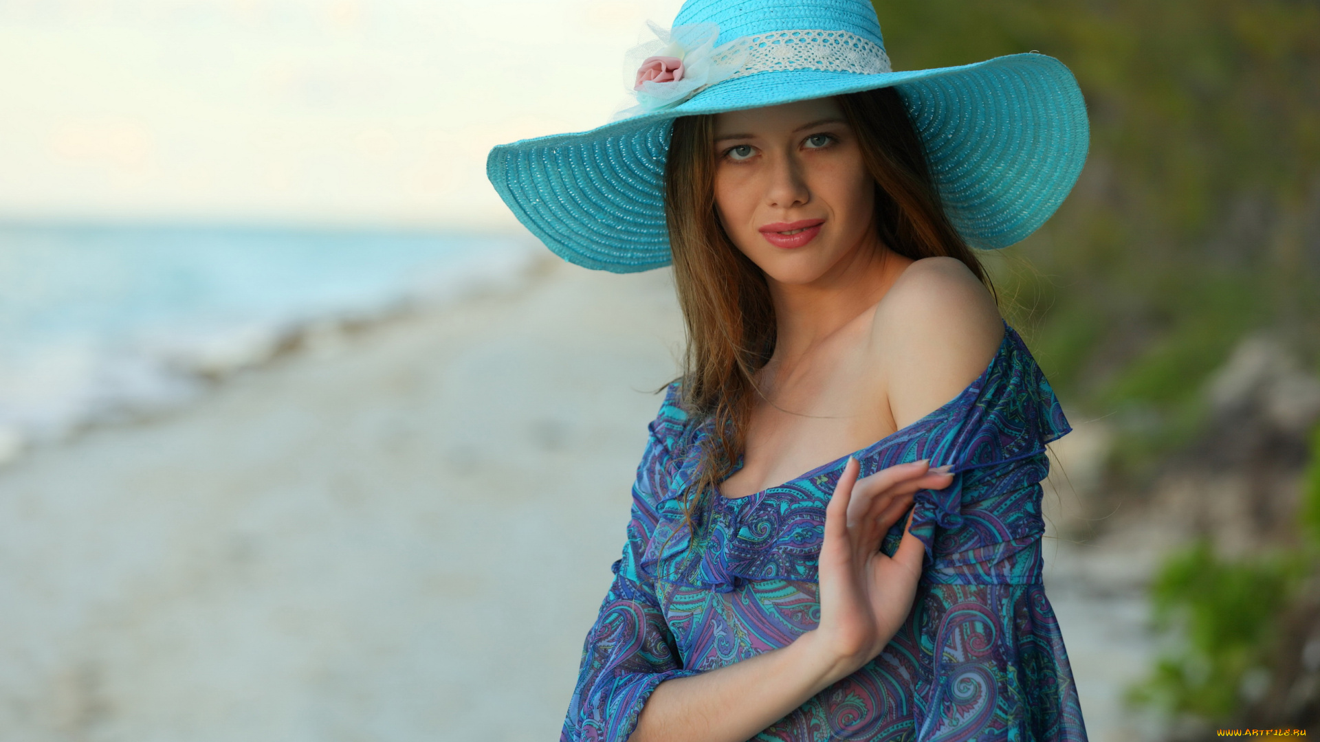 nicole, a, девушки, -unsort, , брюнетки, , шатенки, взгляд, глаза, шляпа, природа, море