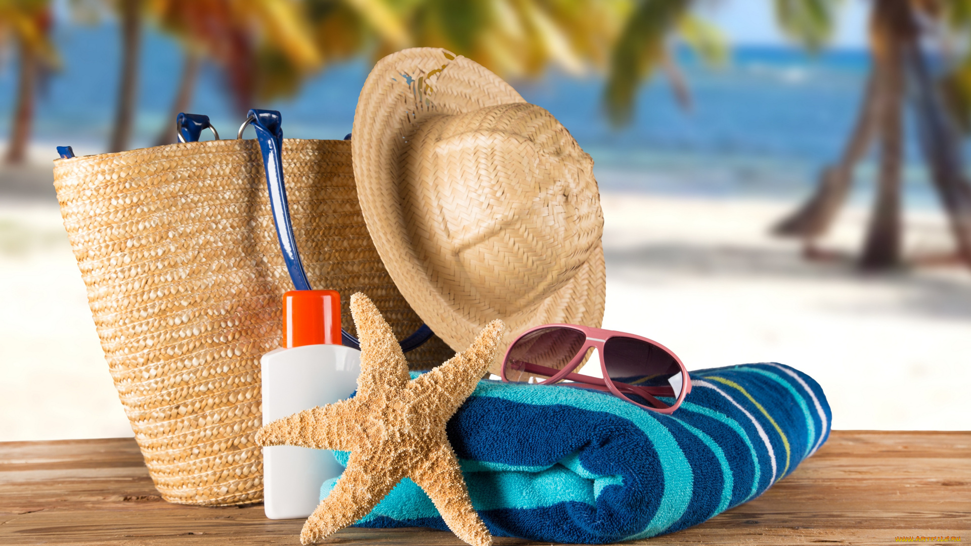разное, предметы, быта, крем, морская, звезда, очки, полотенце, сумка