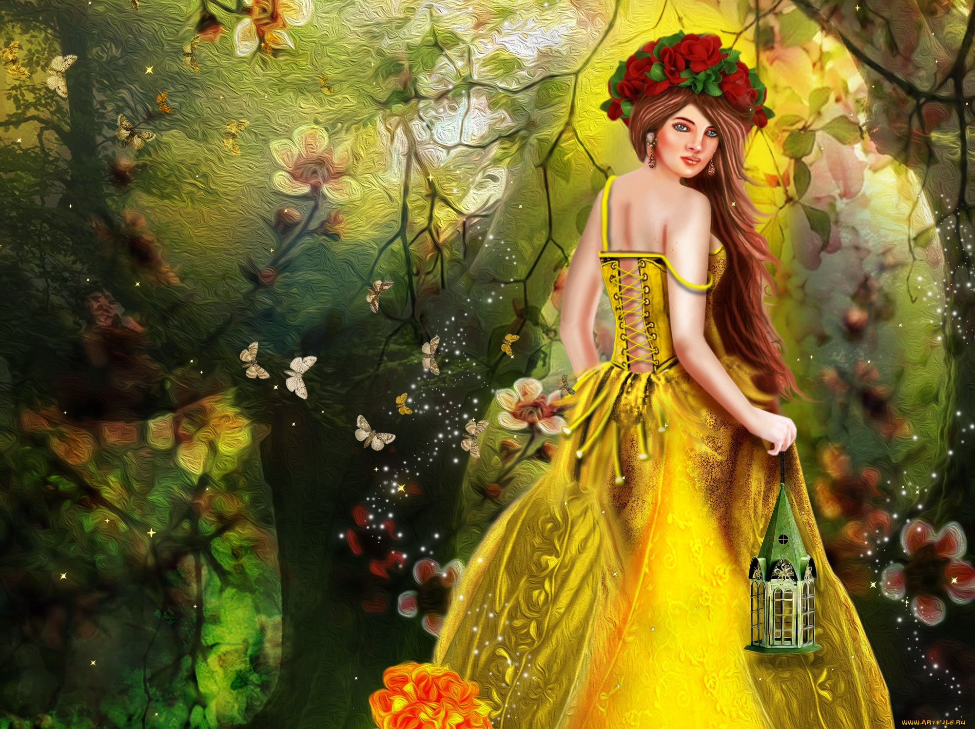 фэнтези, девушки, венок