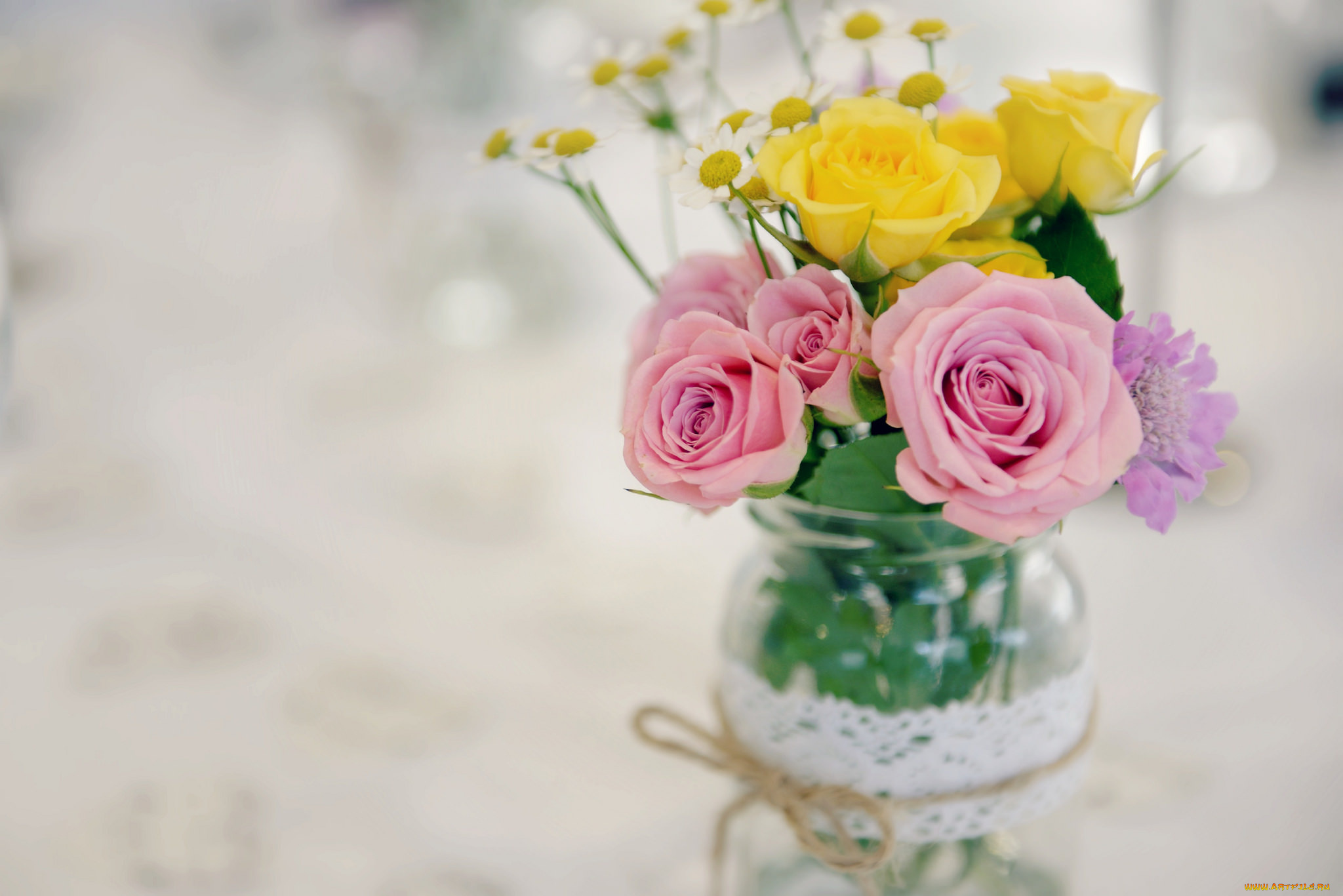 цветы, разные, вместе, букет, ваза