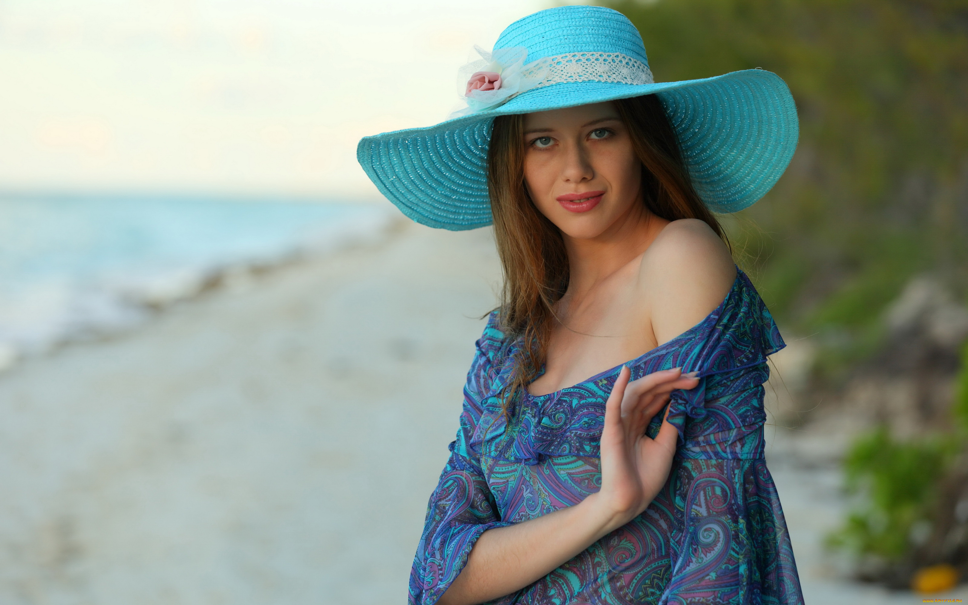 nicole, a, девушки, -unsort, , брюнетки, , шатенки, взгляд, глаза, шляпа, природа, море