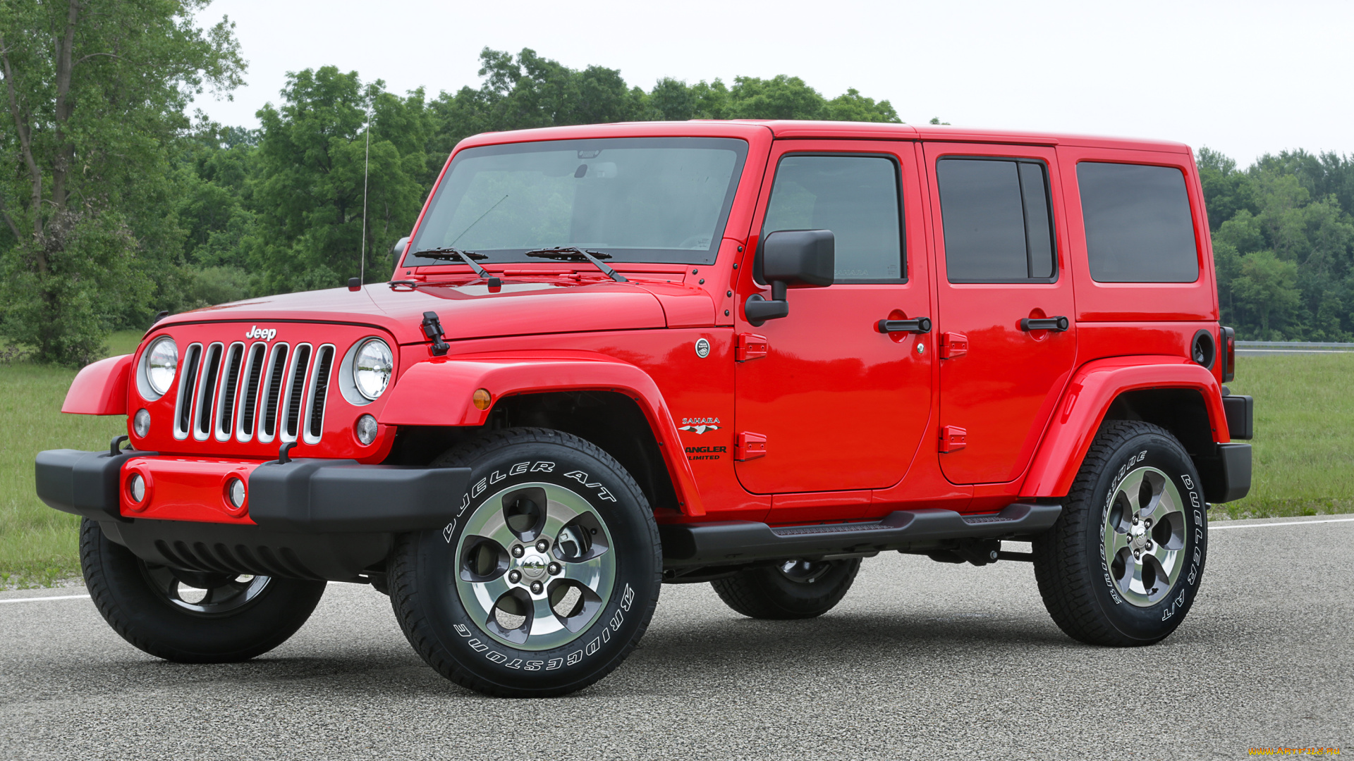 автомобили, jeep, jk, sahara, unlimited, wrangler, 2016г, красный