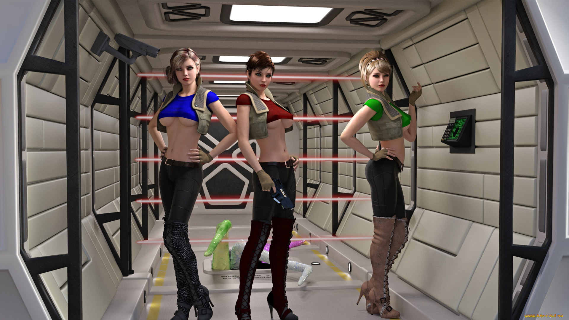 3д, графика, фантазия, , fantasy, девушки, взгляд, фон