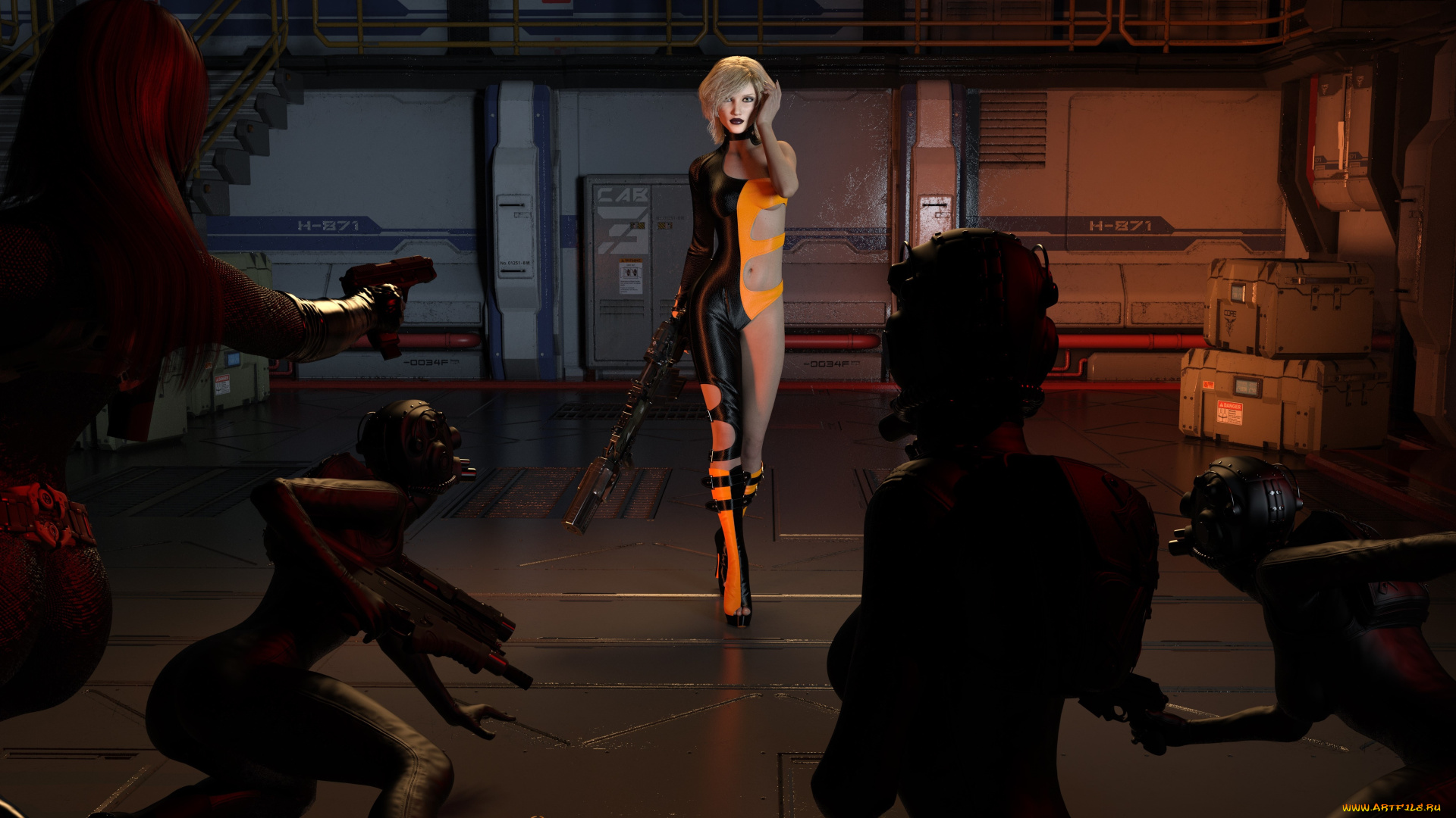 3д, графика, фантазия, , fantasy, оружие, фон, взгляд, девушка