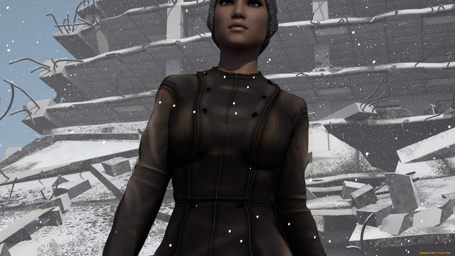 3д, графика, люди, , people, девушка, взгляд, фон