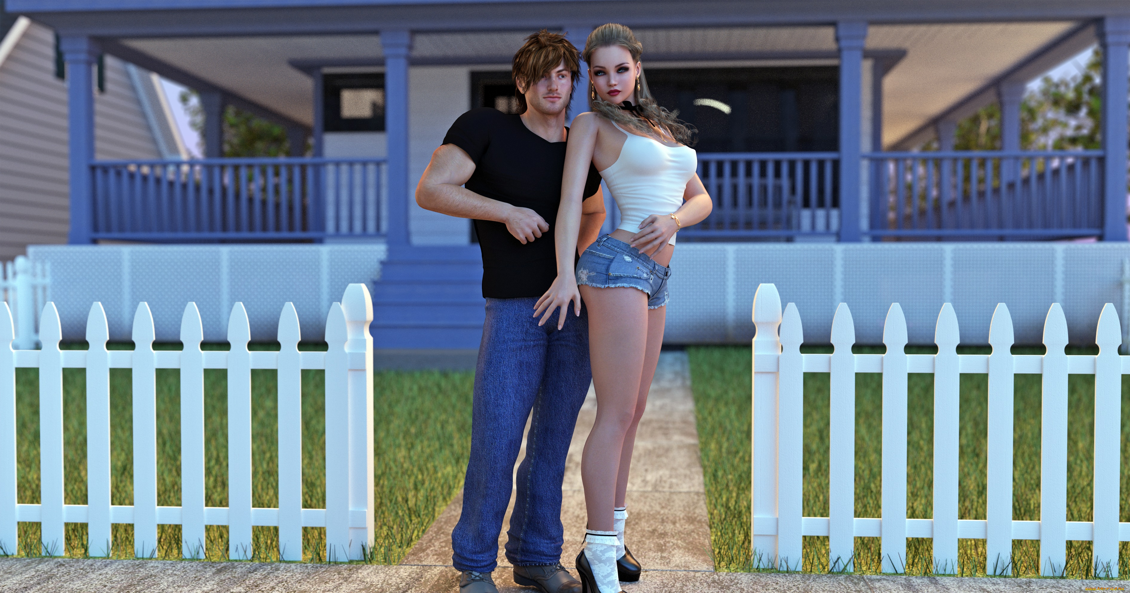 3д, графика, романтика, , romantics, девушка, взгляд, фон, парень