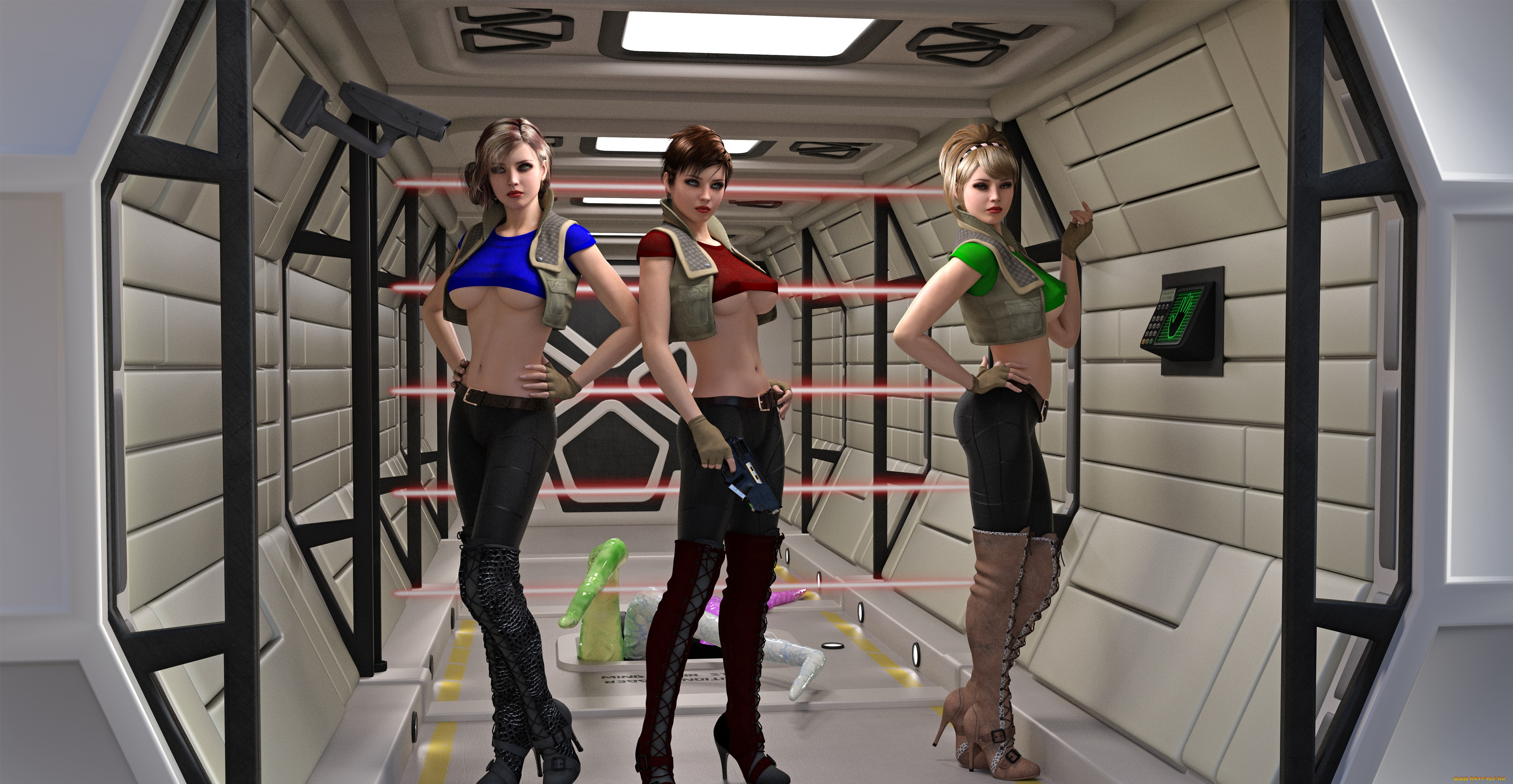 3д, графика, фантазия, , fantasy, девушки, взгляд, фон