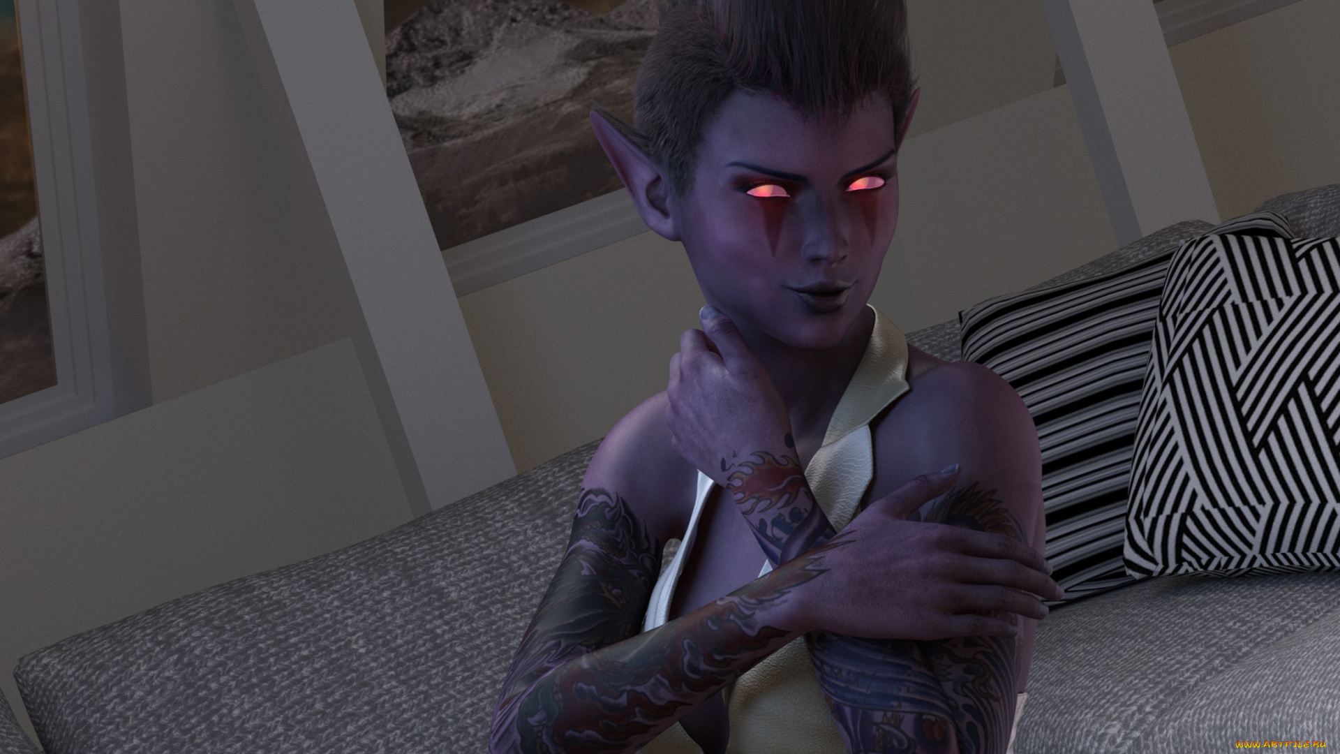 3д, графика, эльфы, , elves, девушка, взгляд, фон