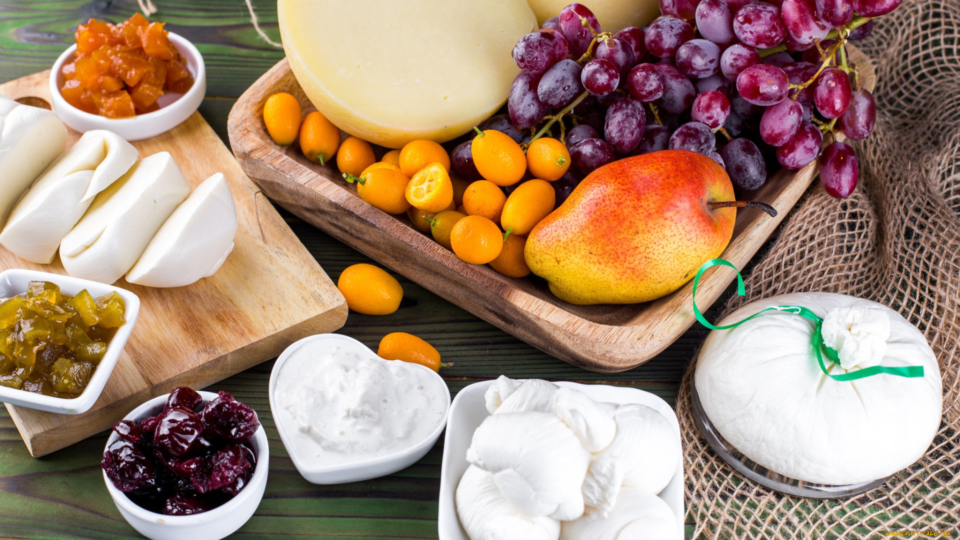 еда, разное, сыр, виноград, фрукты, груши, ассорти, сухофрукты, кумкват