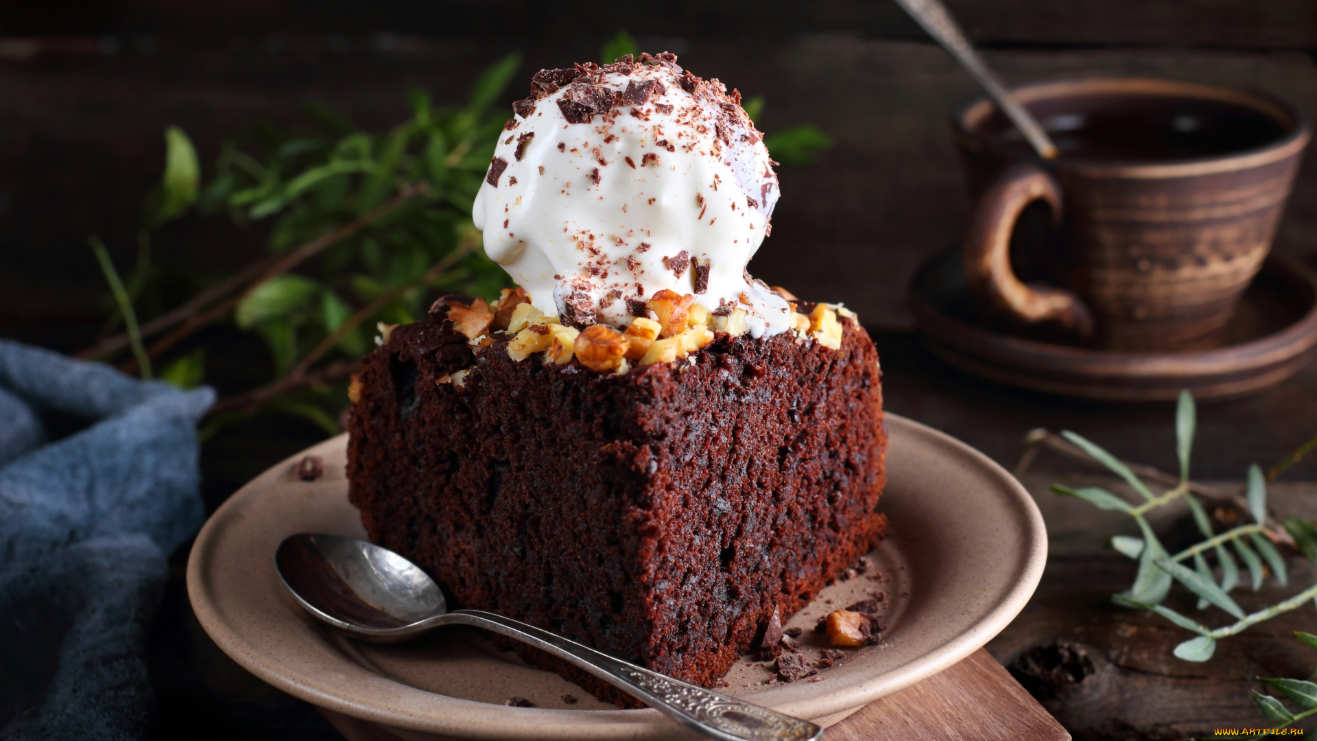 еда, торты, мороженое, торт, орехи, шоколадный