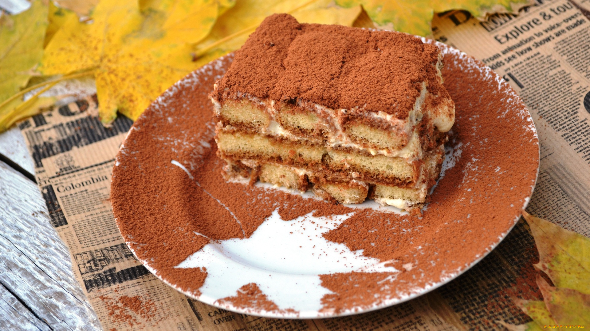 еда, торты, шоколад, листья, тирамису, десерт