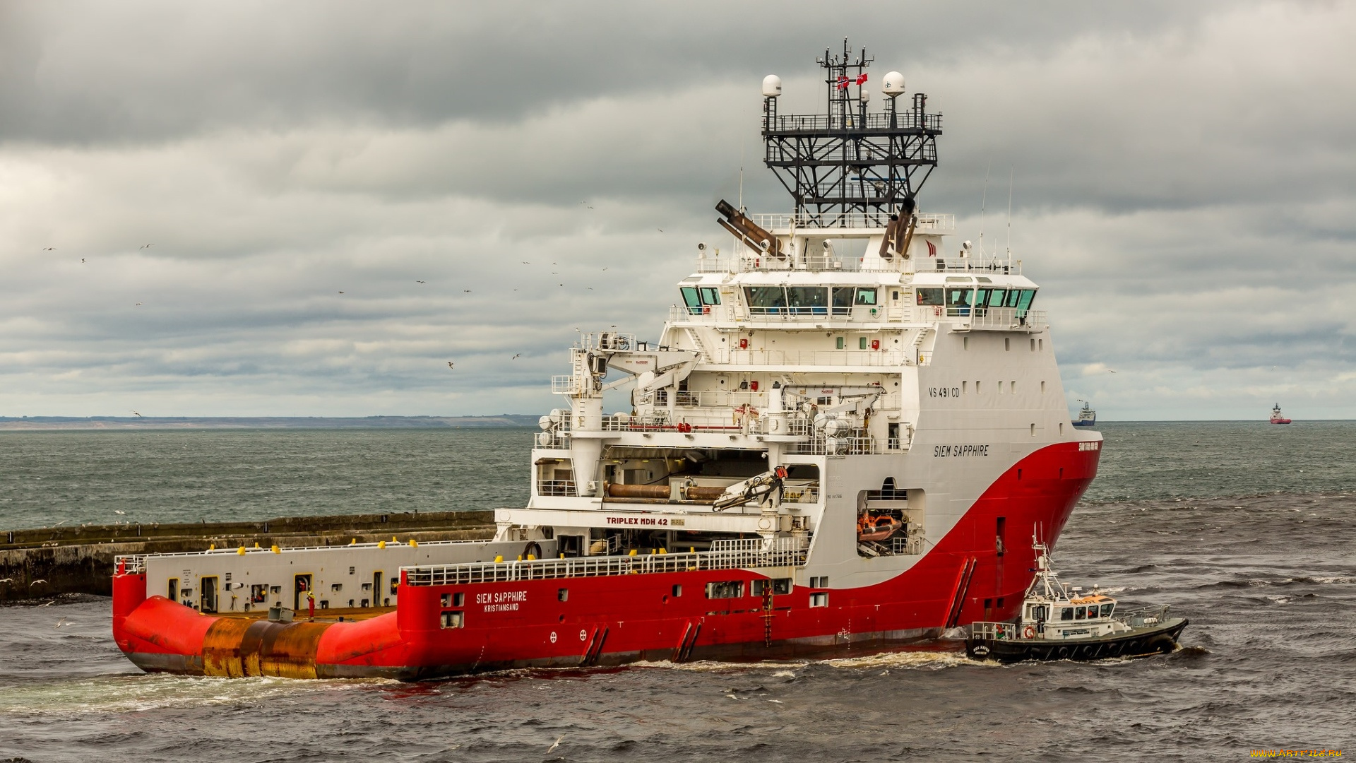 корабли, другое, облака, водоем