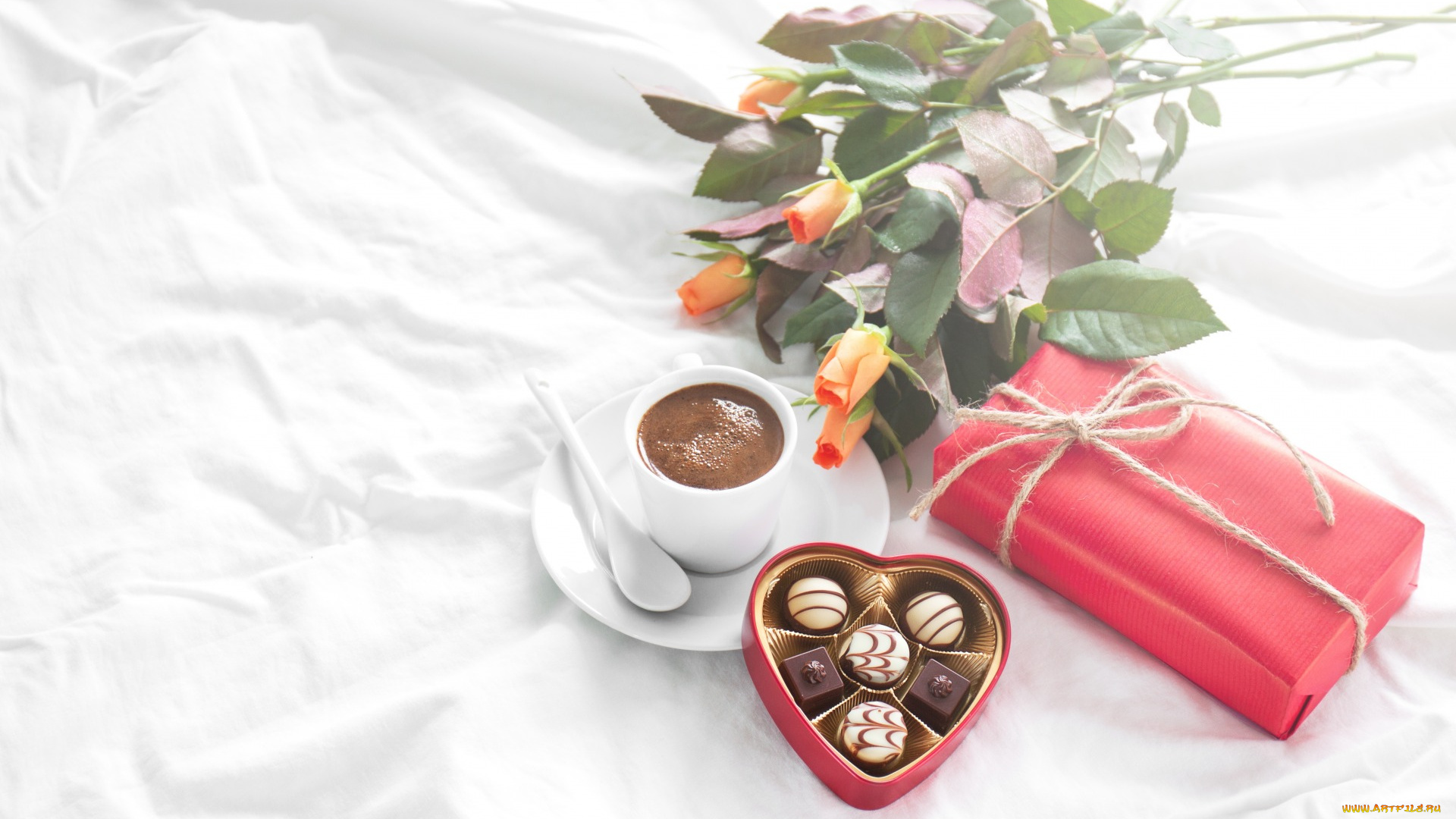 праздничные, день, святого, валентина, , сердечки, , любовь, розы, valentine`s, day, breakfast, roses, romantic, chocolate, конфеты, love, heart, gift, coffee